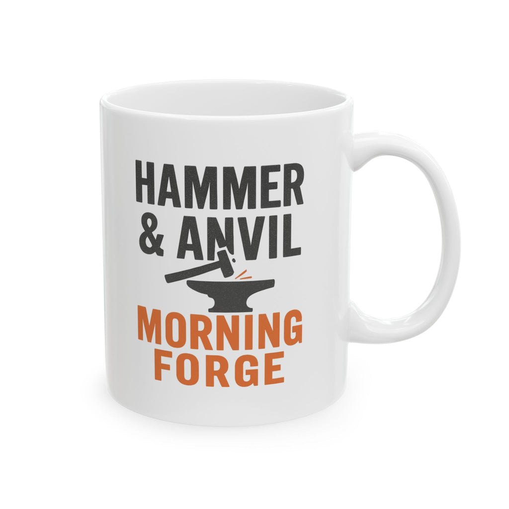 Metal Worker Hammer And Anvil Morning Forge Coffee Mug | Unique Gift | Ceramic Mug
