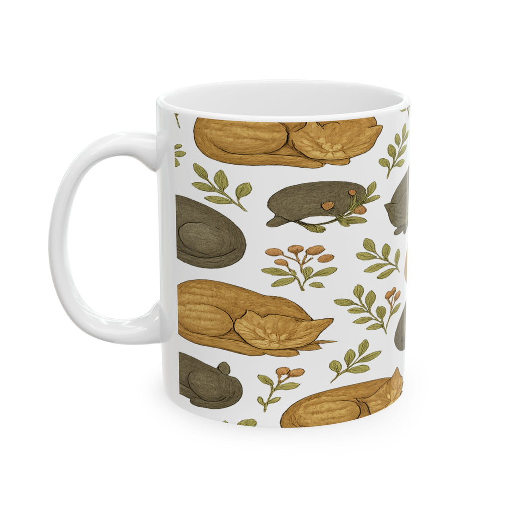 Vintage Sleeping Cats Full Wrap Coffee Mug | Cats Gift | Ceramic Mug