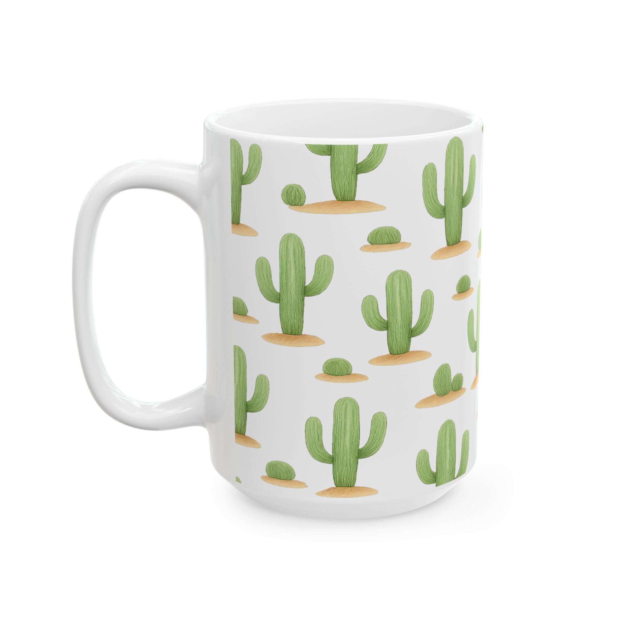 Watercolor Saguaro Cactus Desert Pattern Coffee Mug | Cactus Lover Gift | Ceramic Mug