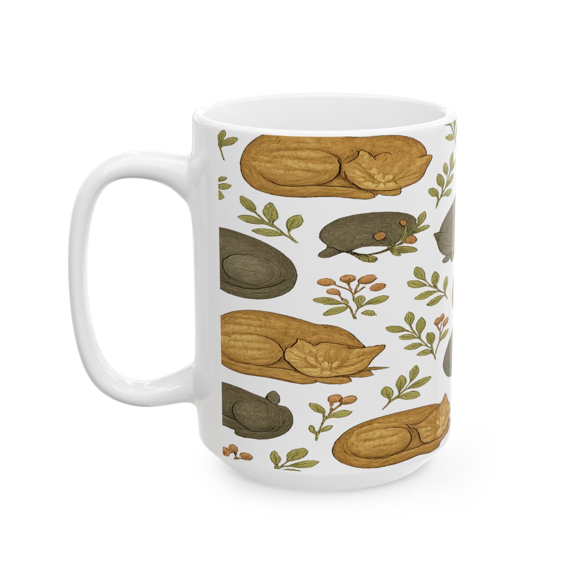 Vintage Sleeping Cats Full Wrap Coffee Mug | Cats Gift | Ceramic Mug