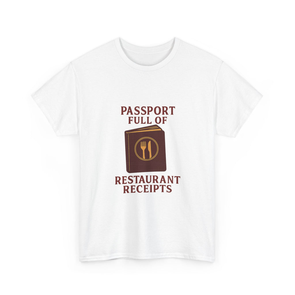Foodie Tourist Passport Full Of Restaurant Receipts T-Shirt | Unique Gift | Graphic Tee