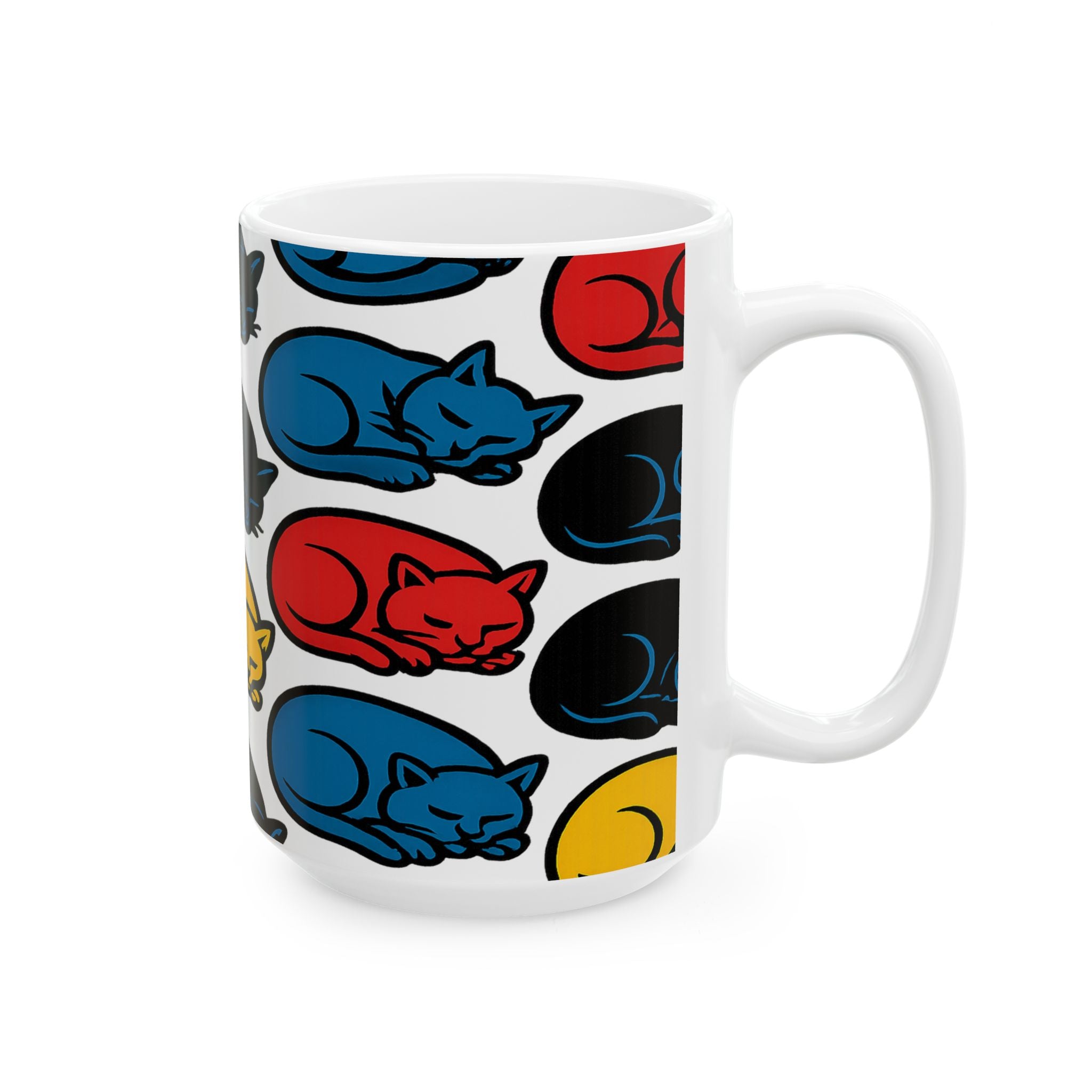 Bold Sleeping Cats Full Wrap Coffee Mug | Cats Gift | Ceramic Mug