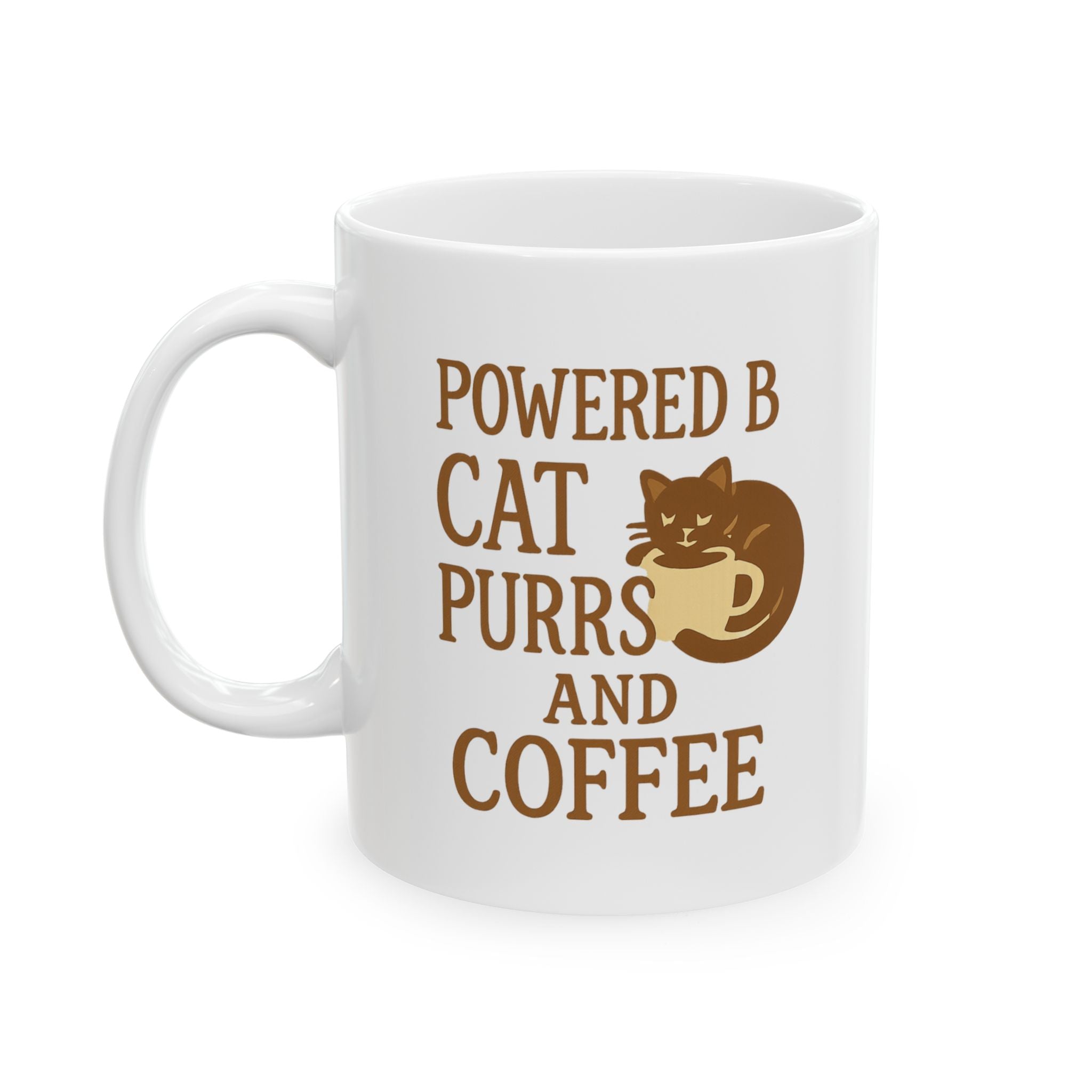 Powered By Cat Purrs And Coffee Coffee Mug | Cat Lover Gift | Ceramic Mug