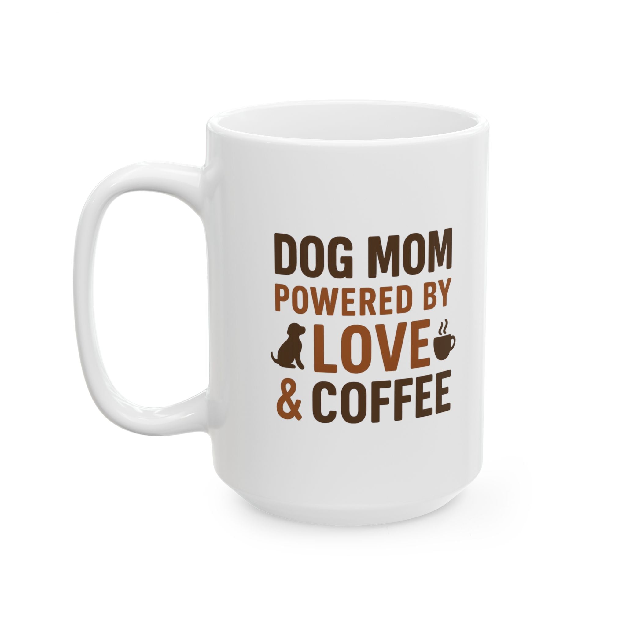 Dog Mom Powered by Love and Coffee Coffee Mug | Dog Lover Gift | Ceramic Mug