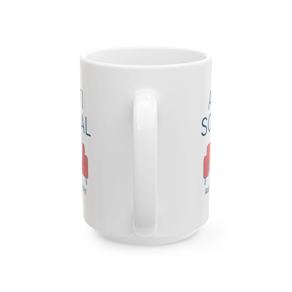 Anti Social But Make It Caffeinated Coffee Mug | Funny Antisocial Gift | Ceramic Mug
