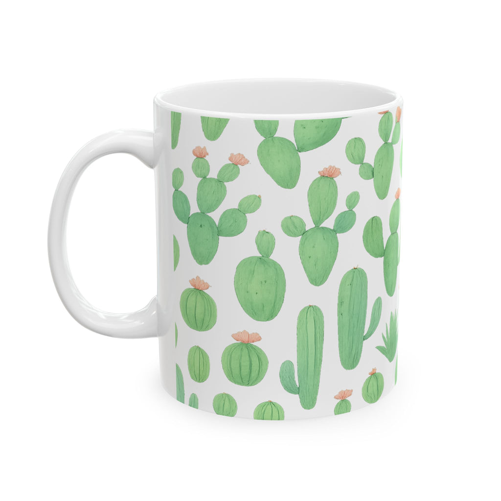 Watercolor Mixed Cactus Collection Full Wrap Coffee Mug | Cactus Gift | Ceramic Mug