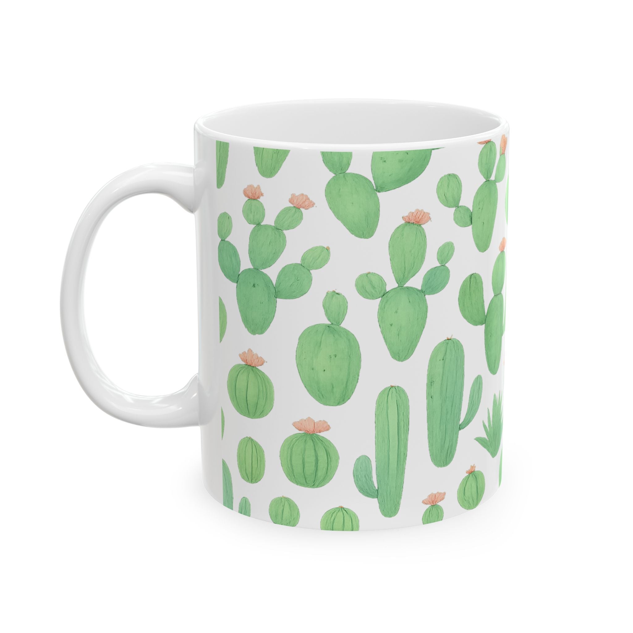 Watercolor Mixed Cactus Collection Full Wrap Coffee Mug | Cactus Gift | Ceramic Mug