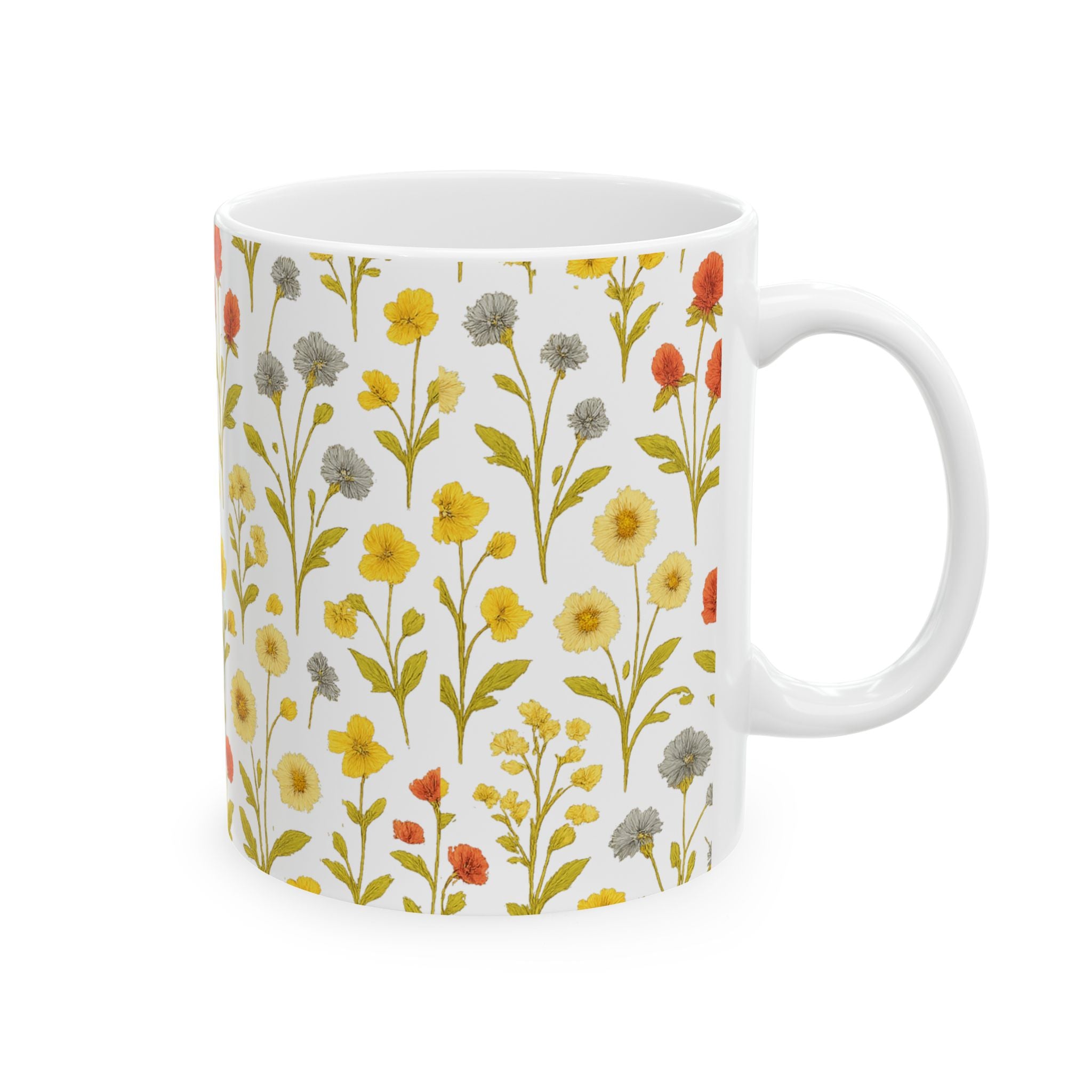 Vintage Wildflower Meadow Full Wrap Coffee Mug | Flowers Gift | Ceramic Mug