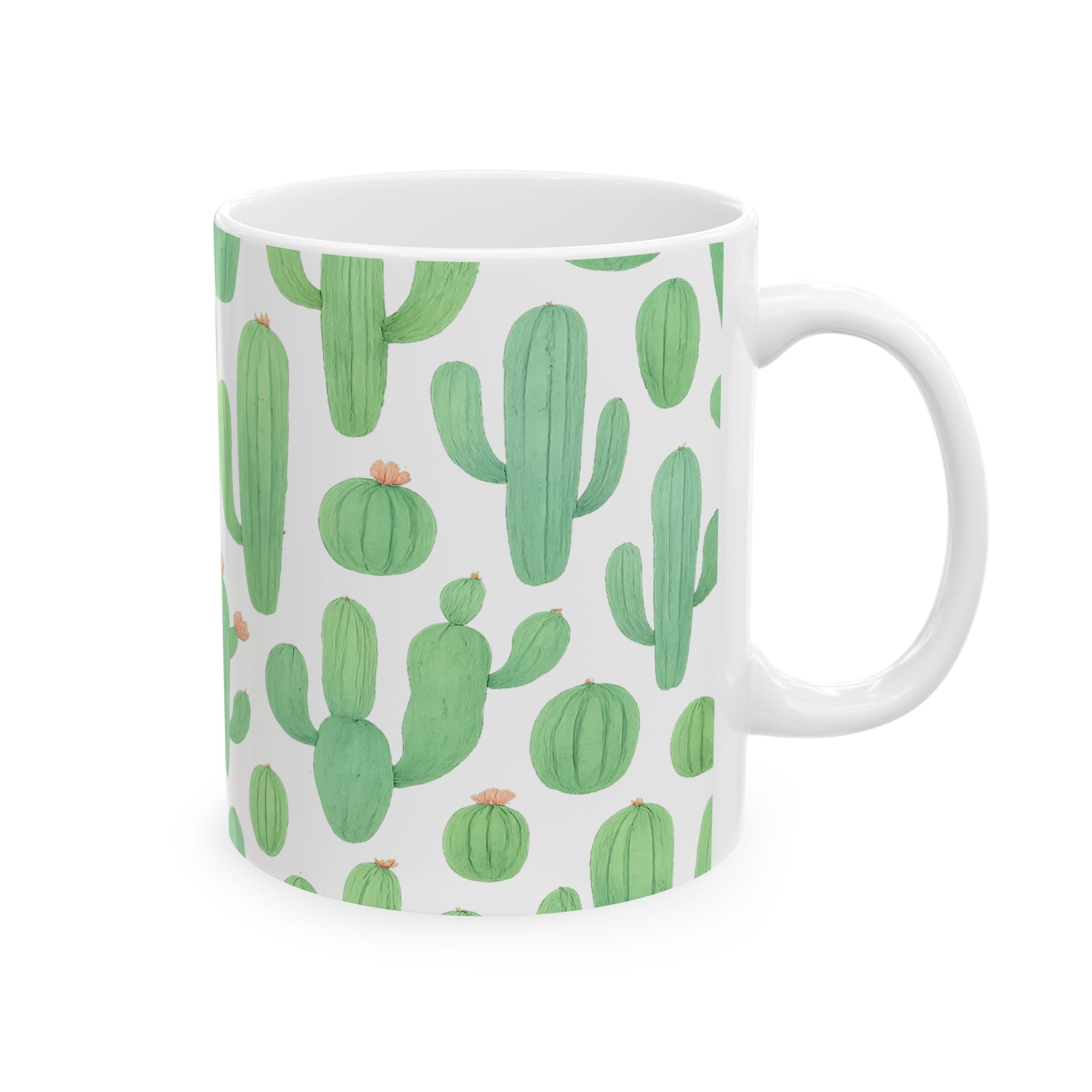Watercolor Mixed Cactus Collection Full Wrap Coffee Mug | Cactus Gift | Ceramic Mug