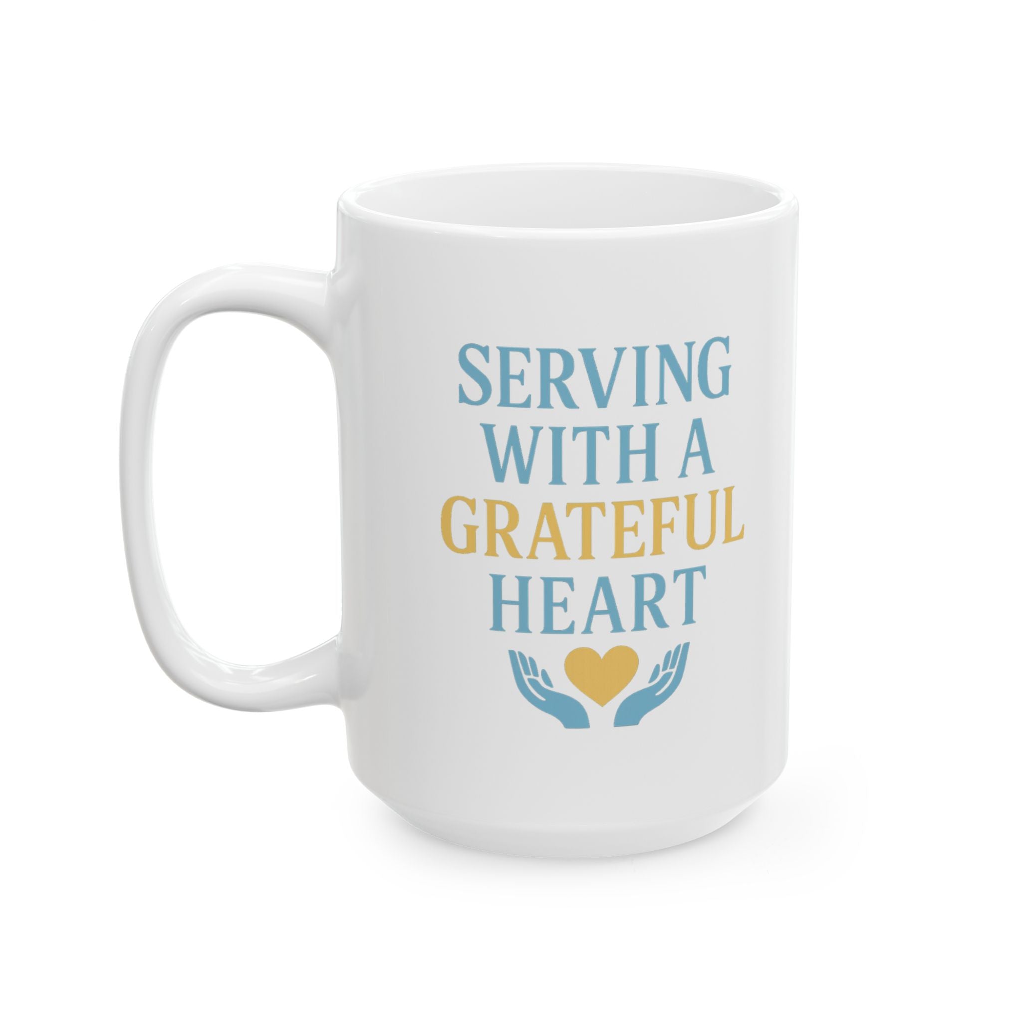 Church Volunteer Serving With A Grateful Heart Coffee Mug | Unique Gift | Ceramic Mug