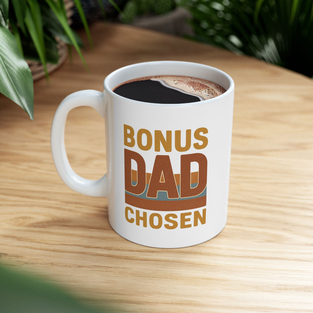 Bonus Dad Real Love No Bio Required Coffee Mug | Blended Family Humor | Ceramic Mug