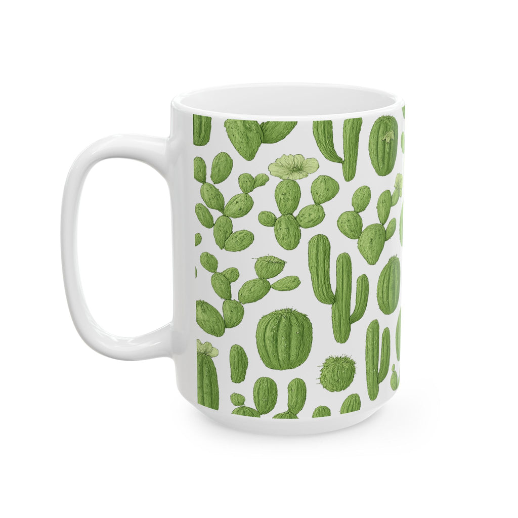 Botanical Mixed Cactus Collection Full Wrap Coffee Mug | Cactus Gift | Ceramic Mug