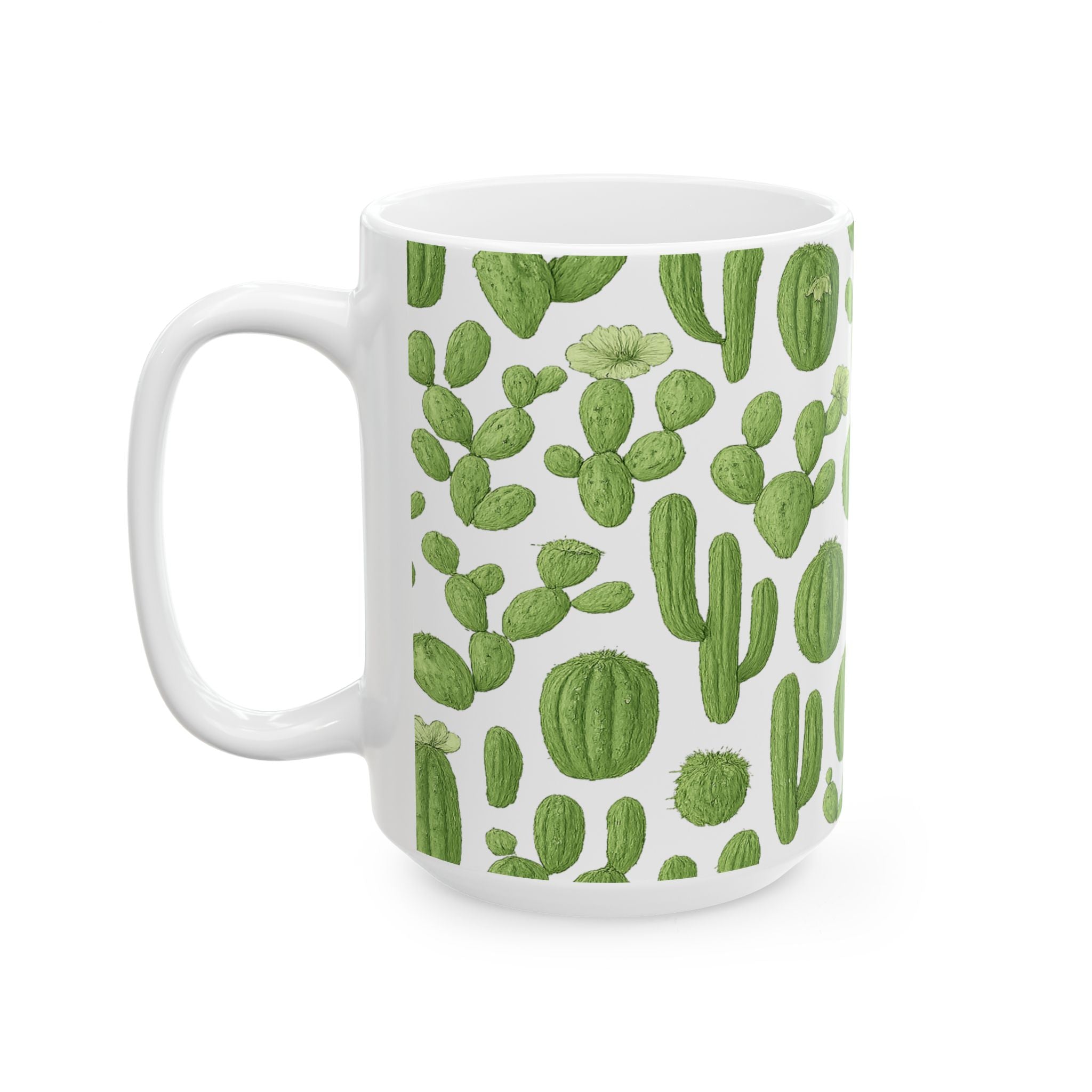 Botanical Mixed Cactus Collection Full Wrap Coffee Mug | Cactus Gift | Ceramic Mug