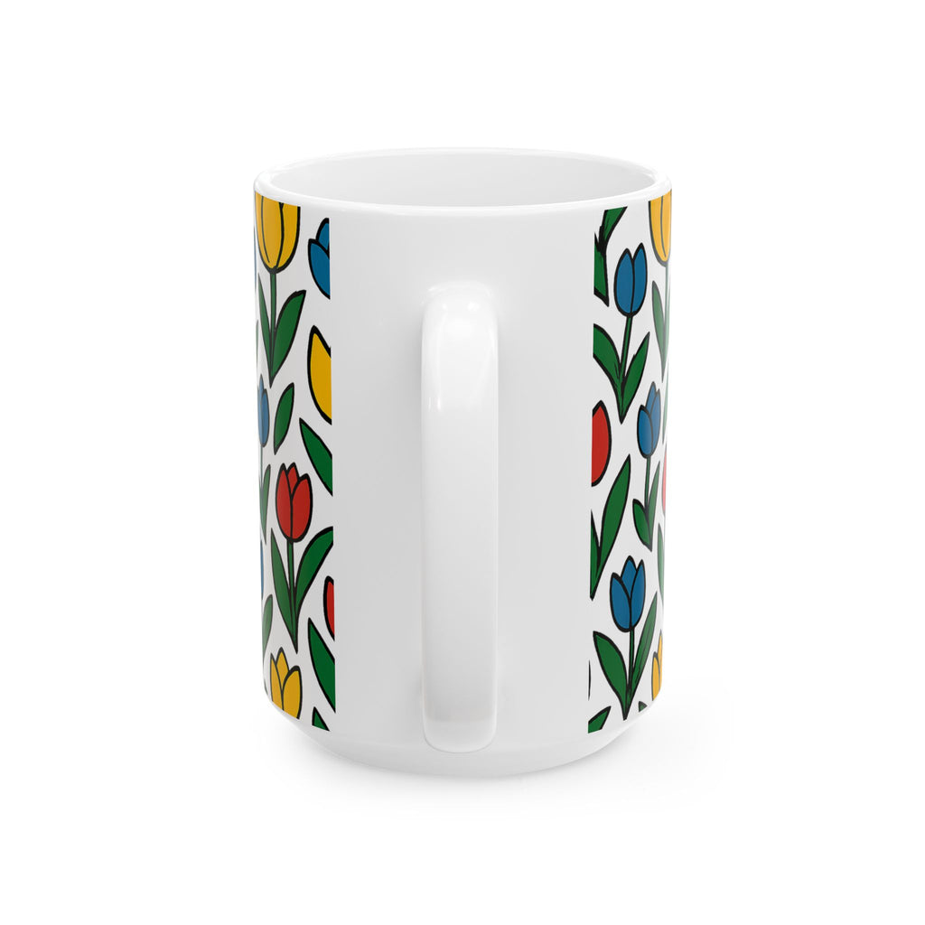 Bold Tulip Garden Full Wrap Coffee Mug | Flowers Gift | Ceramic Mug
