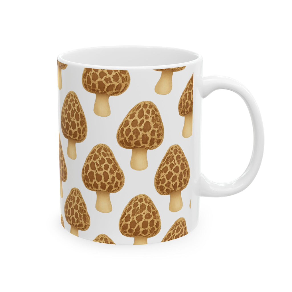 Watercolor Morel Mushrooms Full Wrap Coffee Mug | Mushrooms Gift | Ceramic Mug