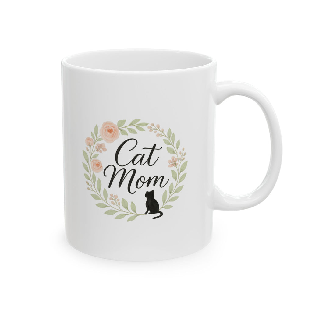 Cat Mom Floral Paw Coffee Mug | Cat Lover Gift | Ceramic Mug