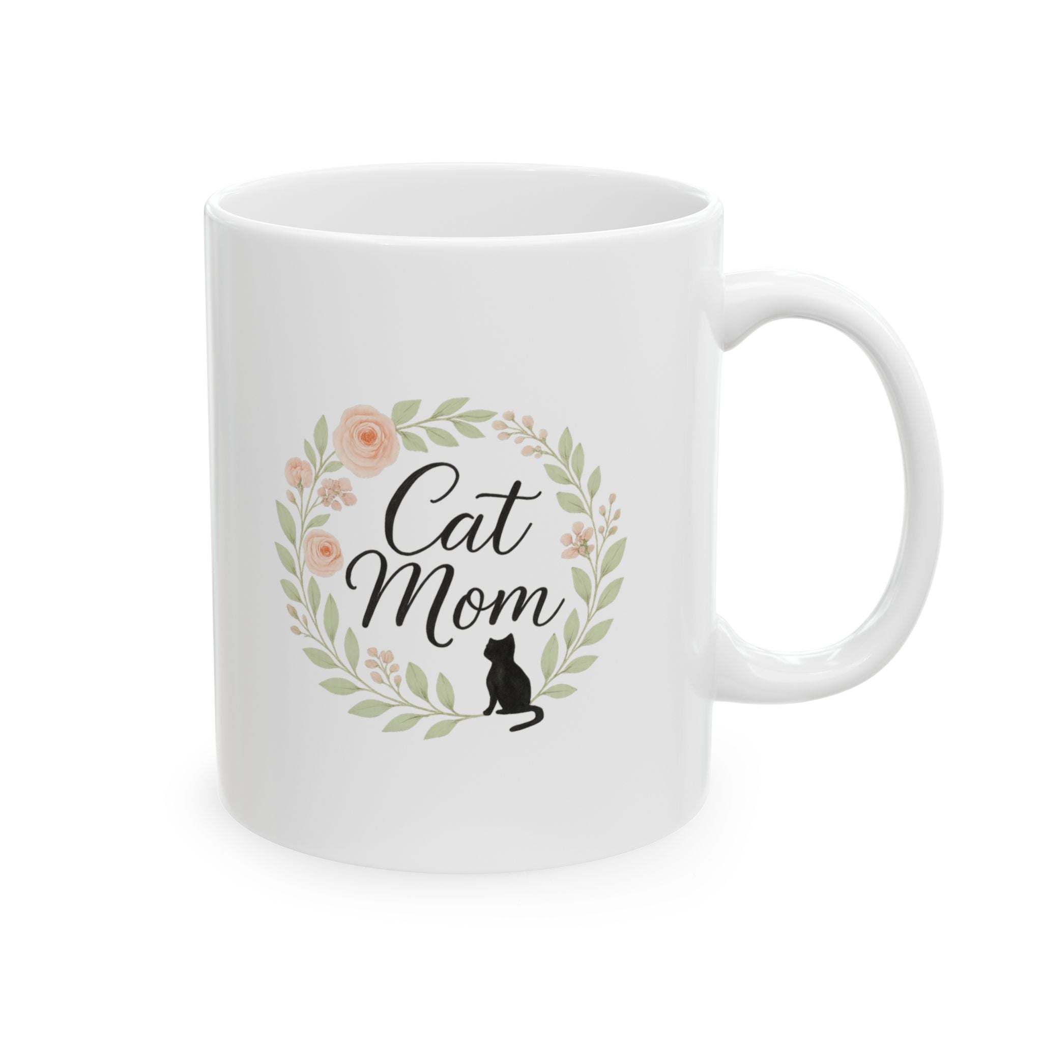 Cat Mom Floral Paw Coffee Mug | Cat Lover Gift | Ceramic Mug