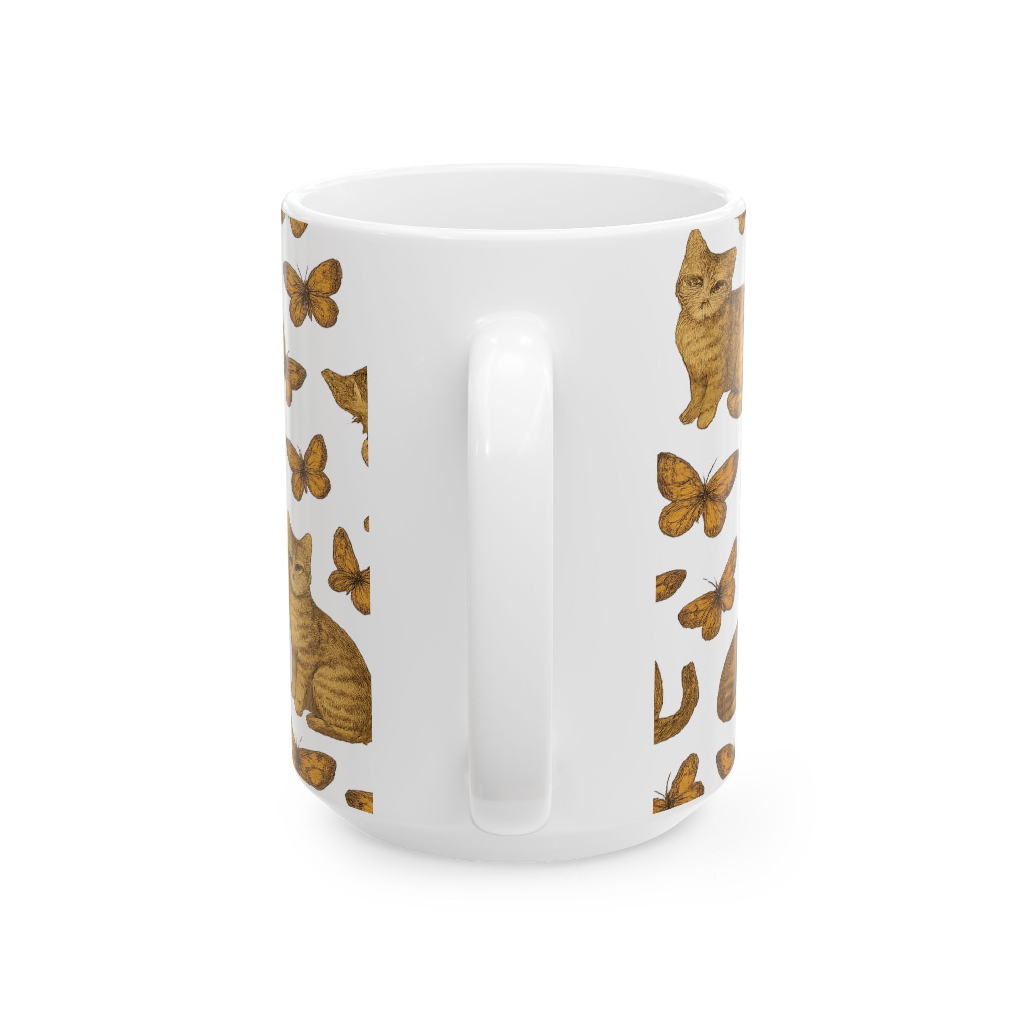 Vintage Cats And Butterflies Full Wrap Coffee Mug | Cats Gift | Ceramic Mug