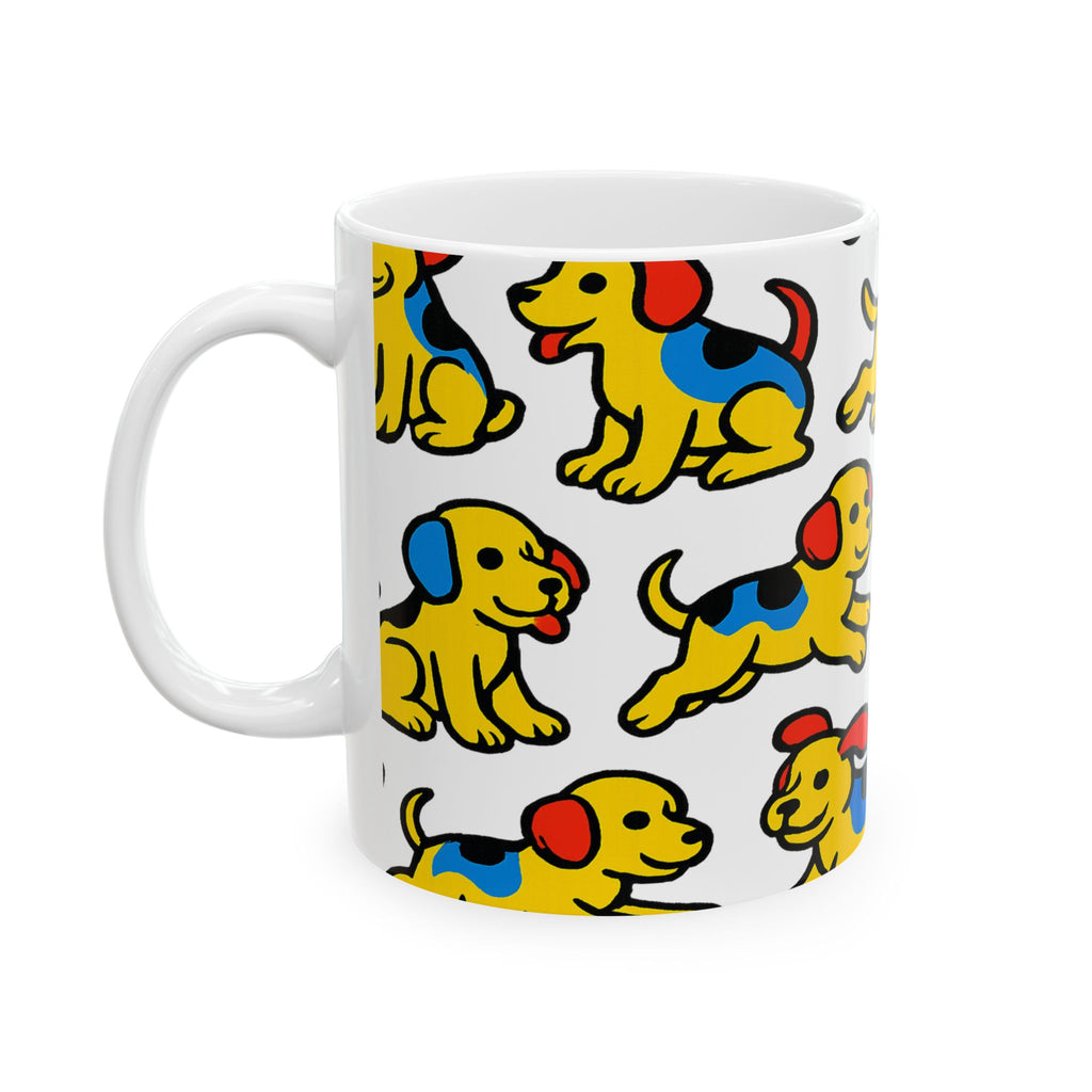 Bold Playful Puppies Full Wrap Coffee Mug | Dogs Gift | Ceramic Mug