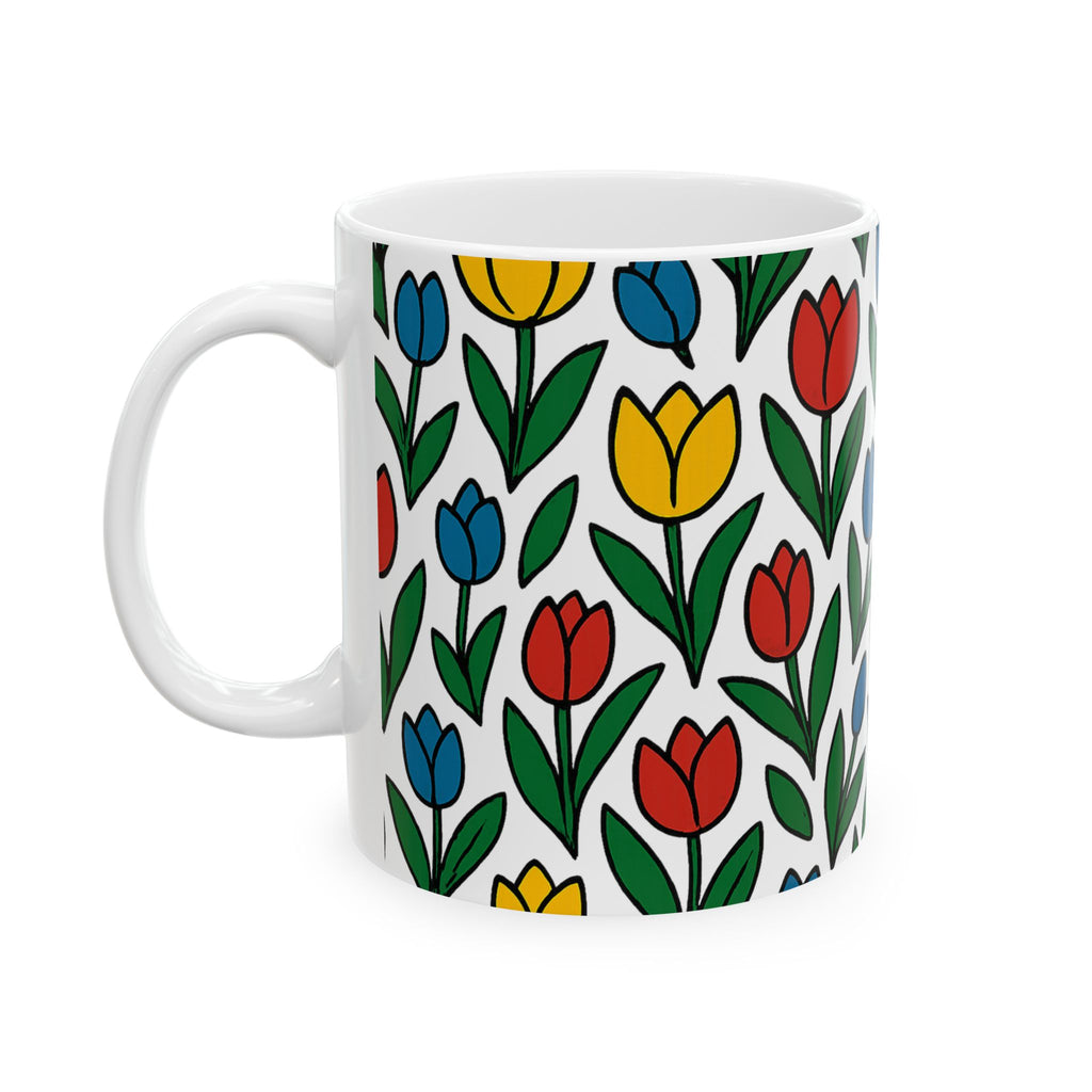 Bold Tulip Garden Full Wrap Coffee Mug | Flowers Gift | Ceramic Mug