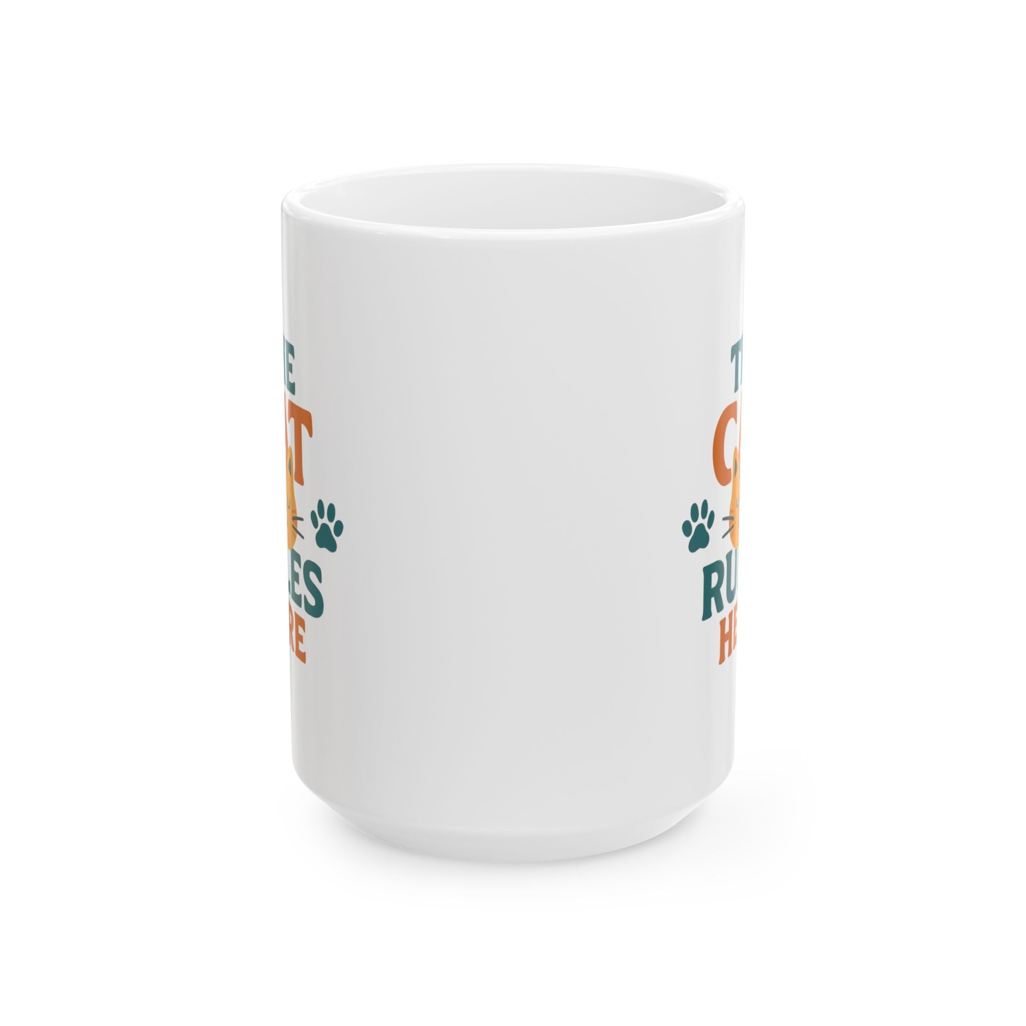 Cats Make The Rules Here Coffee Mug | Funny Cat Owner Humor | Ceramic Mug