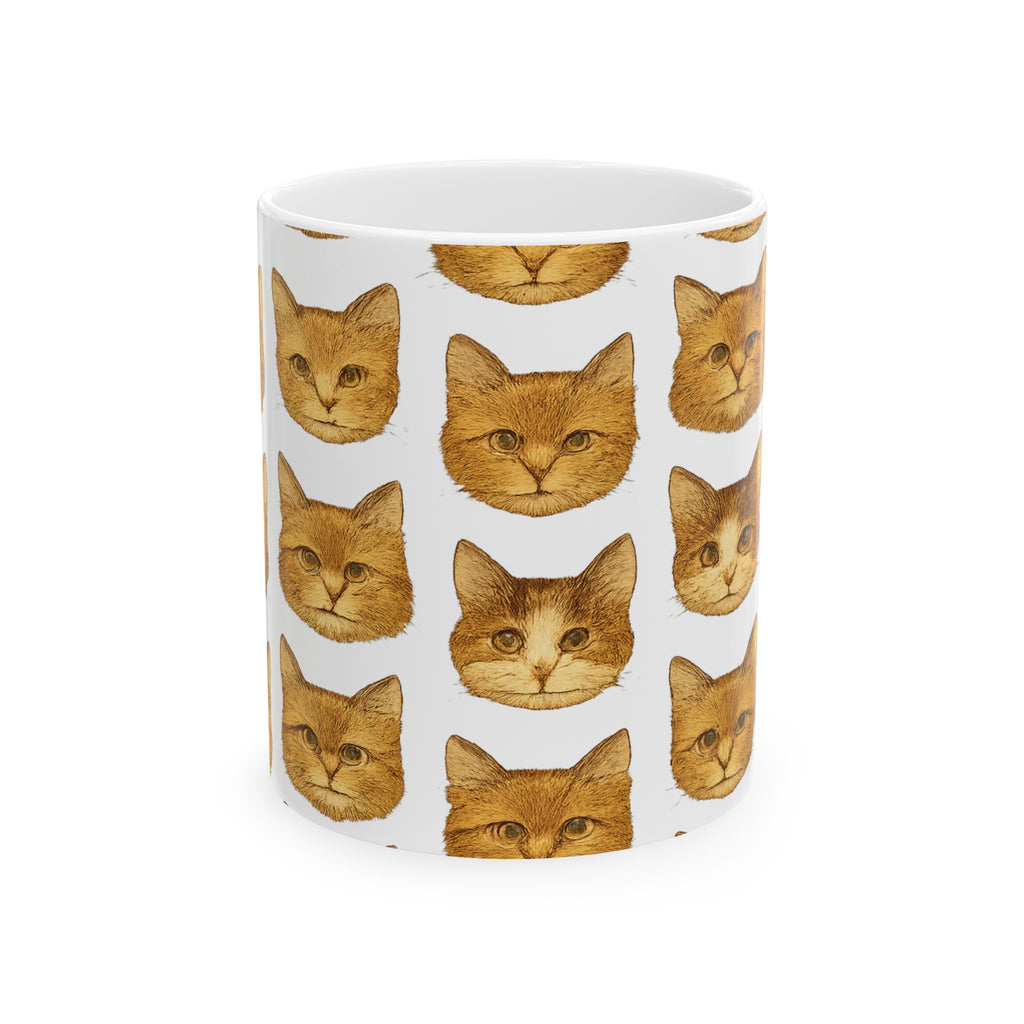 Vintage Cat Faces Full Wrap Coffee Mug | Cats Gift | Ceramic Mug