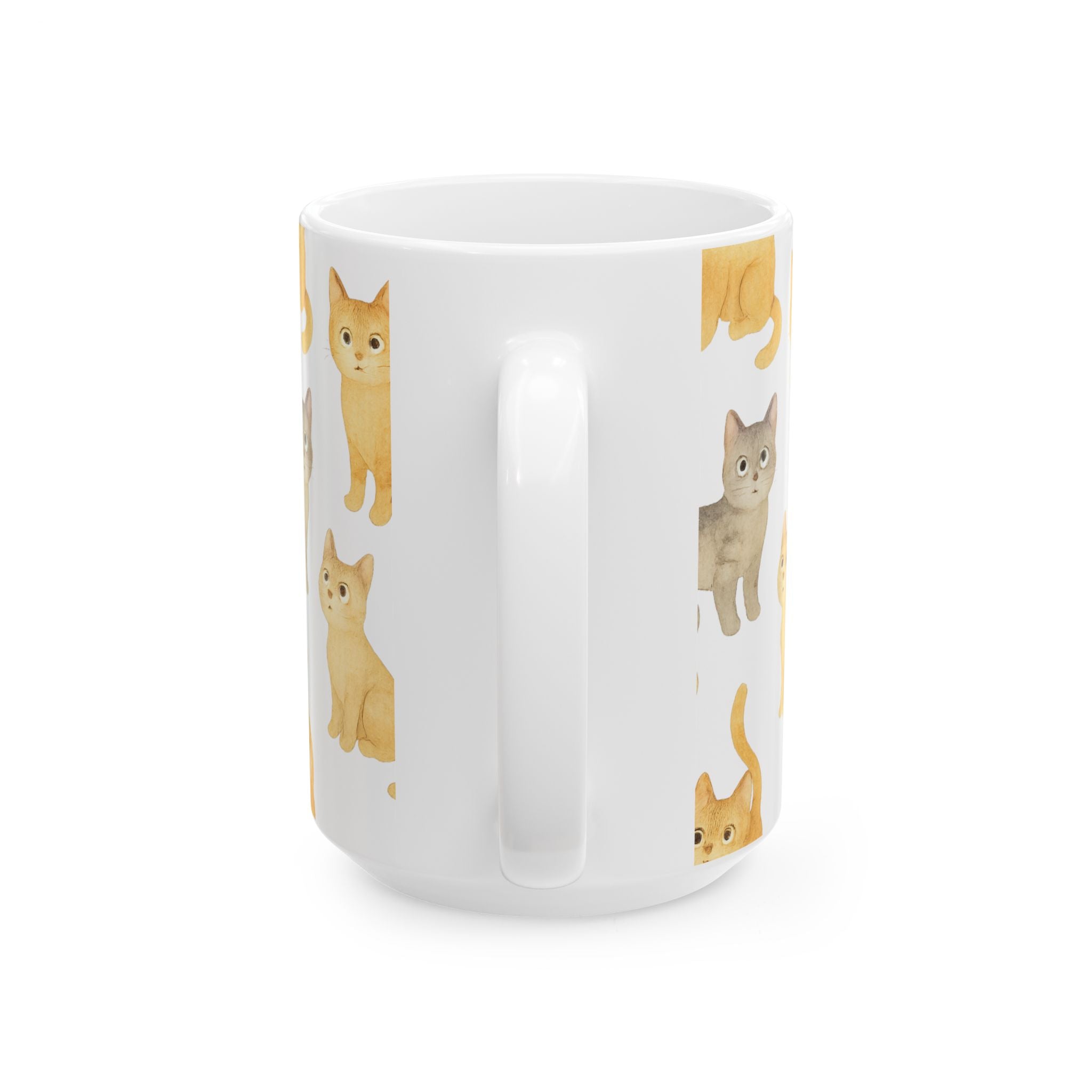 Watercolor Curious Cats Full Wrap Coffee Mug | Cats Gift | Ceramic Mug