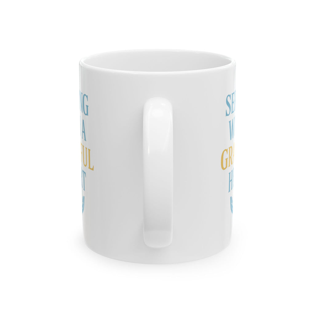 Church Volunteer Serving With A Grateful Heart Coffee Mug | Unique Gift | Ceramic Mug
