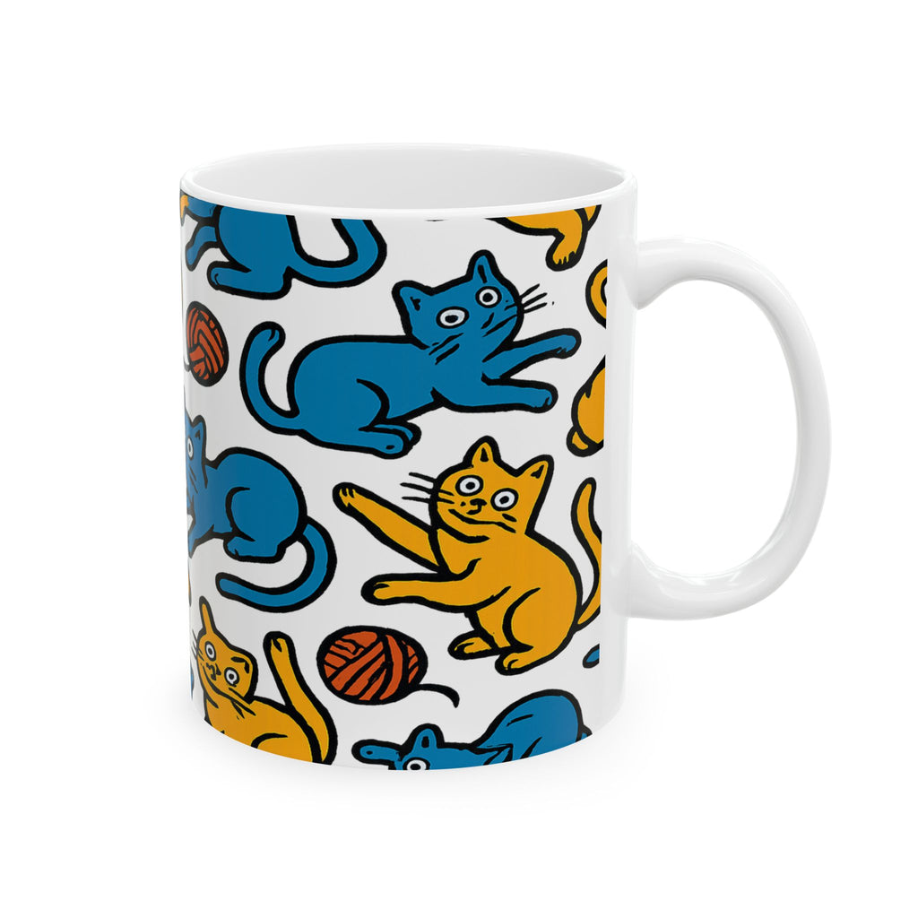 Bold Playful Cats Full Wrap Coffee Mug | Cats Gift | Ceramic Mug
