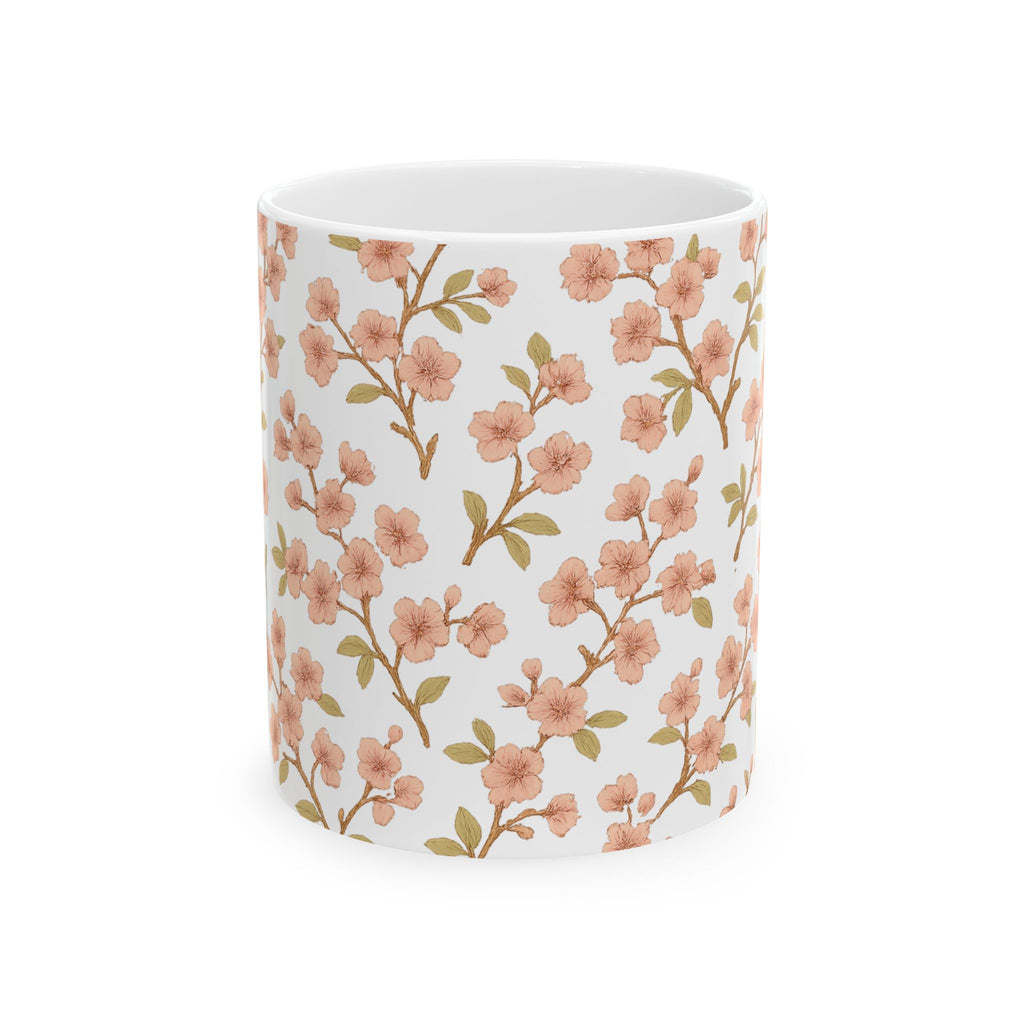 Vintage Cherry Blossom Branches Full Wrap Coffee Mug | Flowers Gift | Ceramic Mug