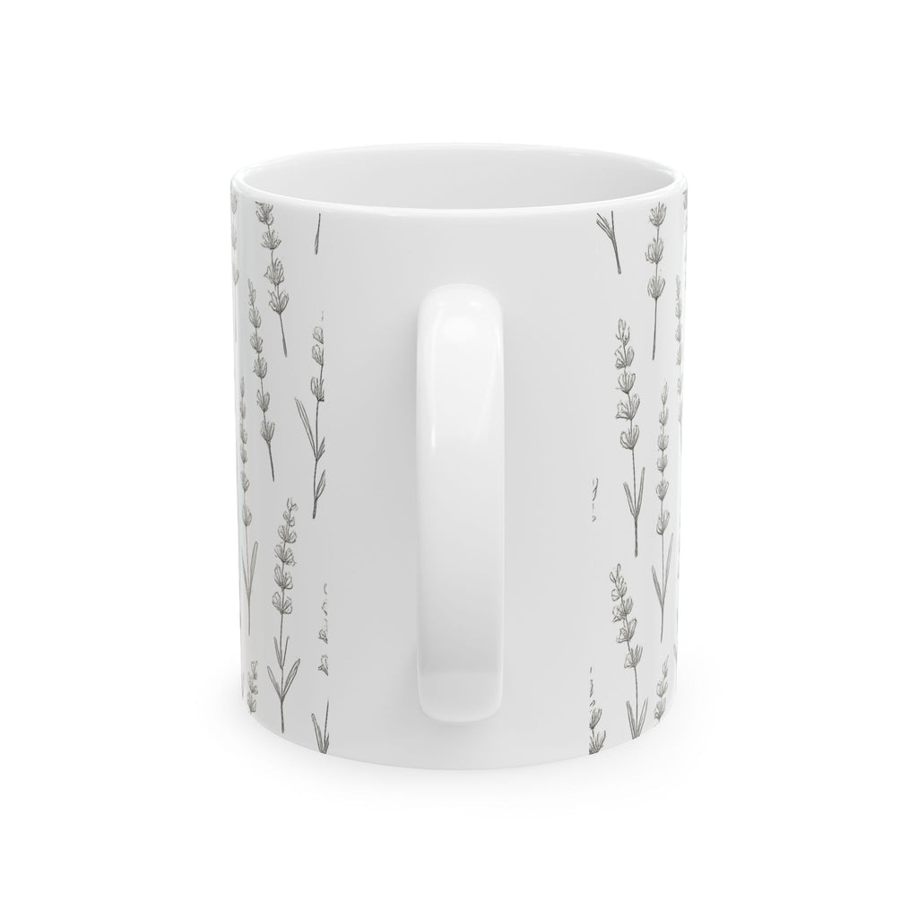 Delicate Lavender Sprigs Full Wrap Coffee Mug | Flowers Gift | Ceramic Mug