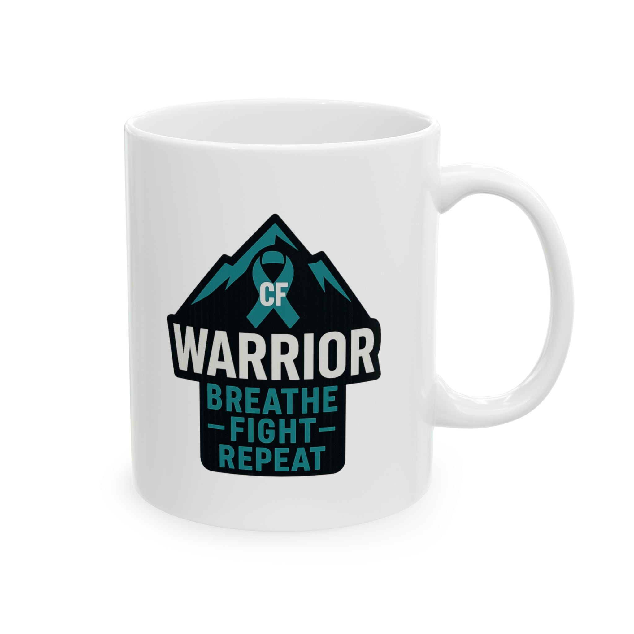 Cystic Fibrosis Warrior Breathe Fight Repeat Ceramic Mug
