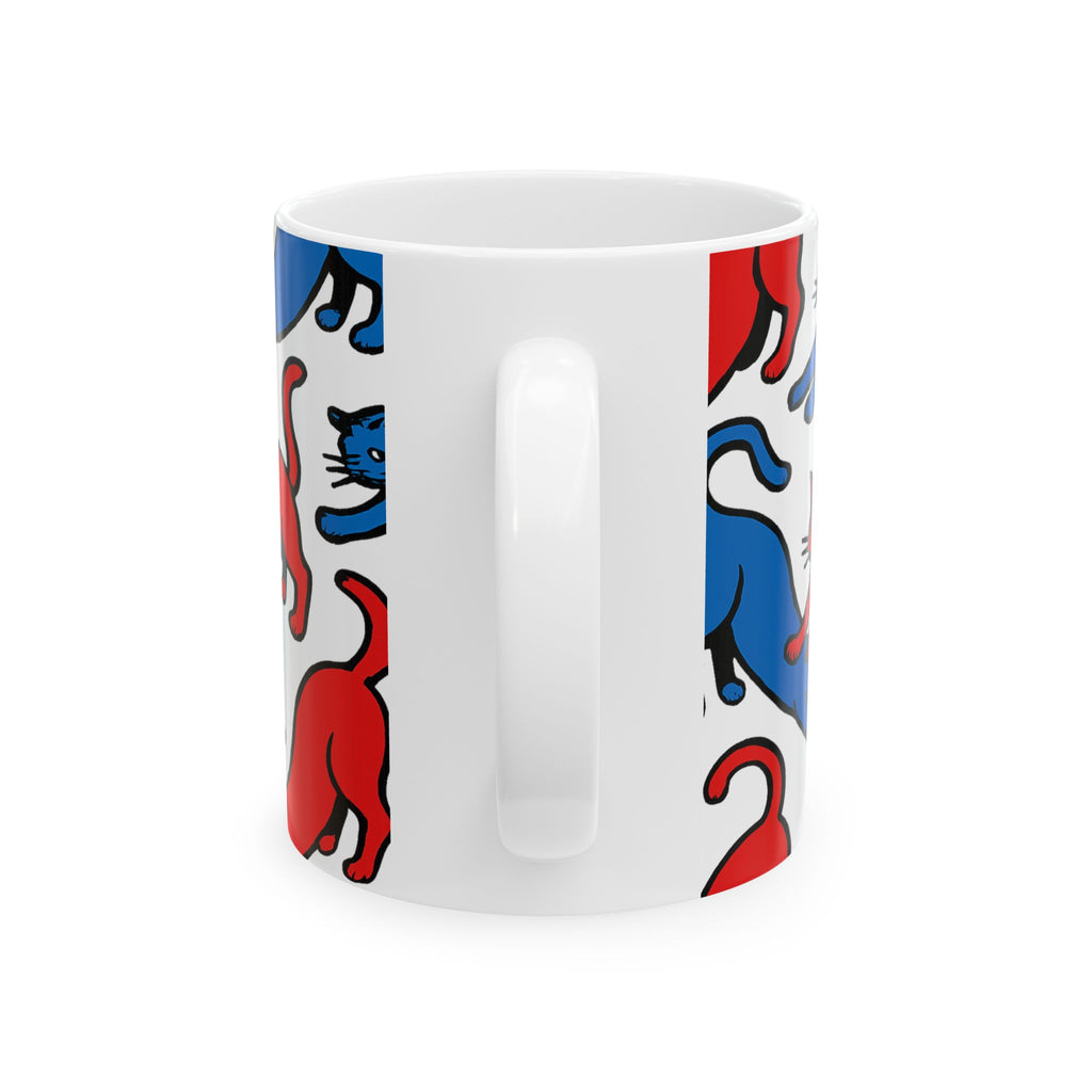 Bold Stretching Cats Full Wrap Coffee Mug | Cats Gift | Ceramic Mug