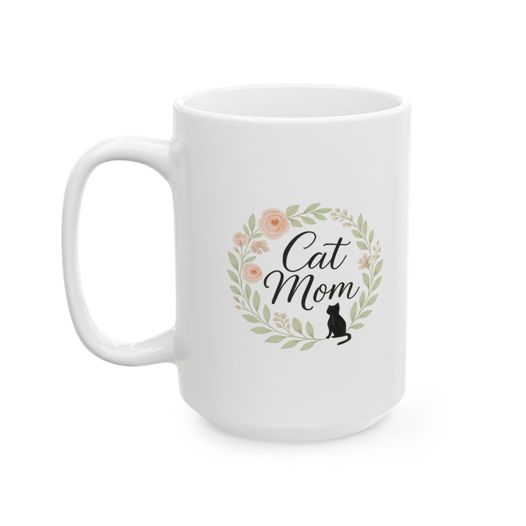 Cat Mom Floral Paw Coffee Mug | Cat Lover Gift | Ceramic Mug