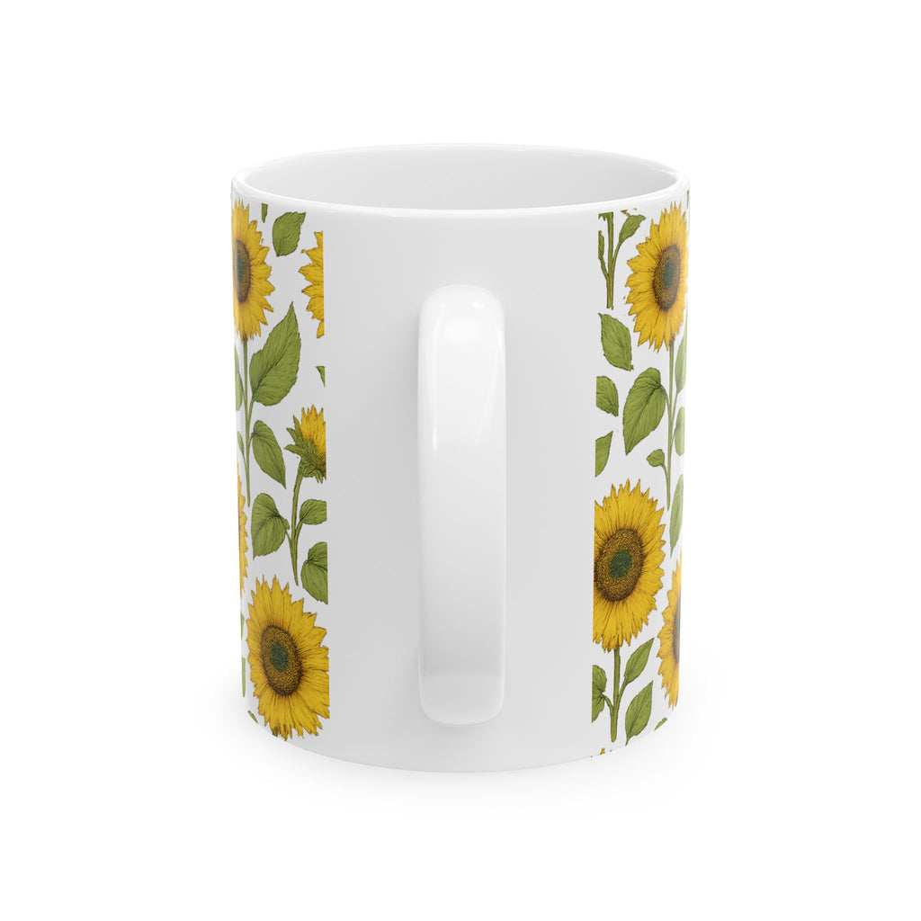 Botanical Sunflower Field Full Wrap Coffee Mug | Flowers Gift | Ceramic Mug