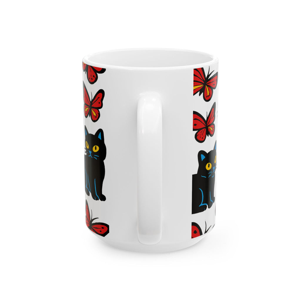 Bold Cats And Butterflies Full Wrap Coffee Mug | Cats Gift | Ceramic Mug