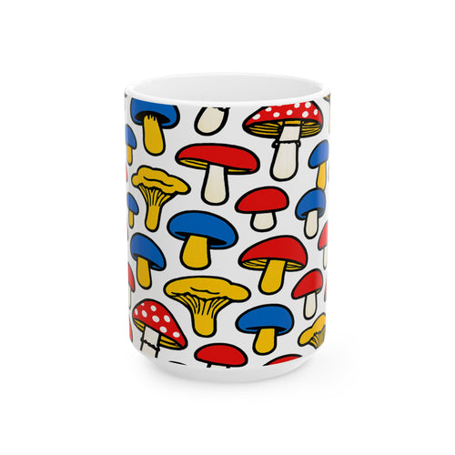 Bold Forest Mushrooms Full Wrap Coffee Mug | Mushrooms Gift | Ceramic Mug
