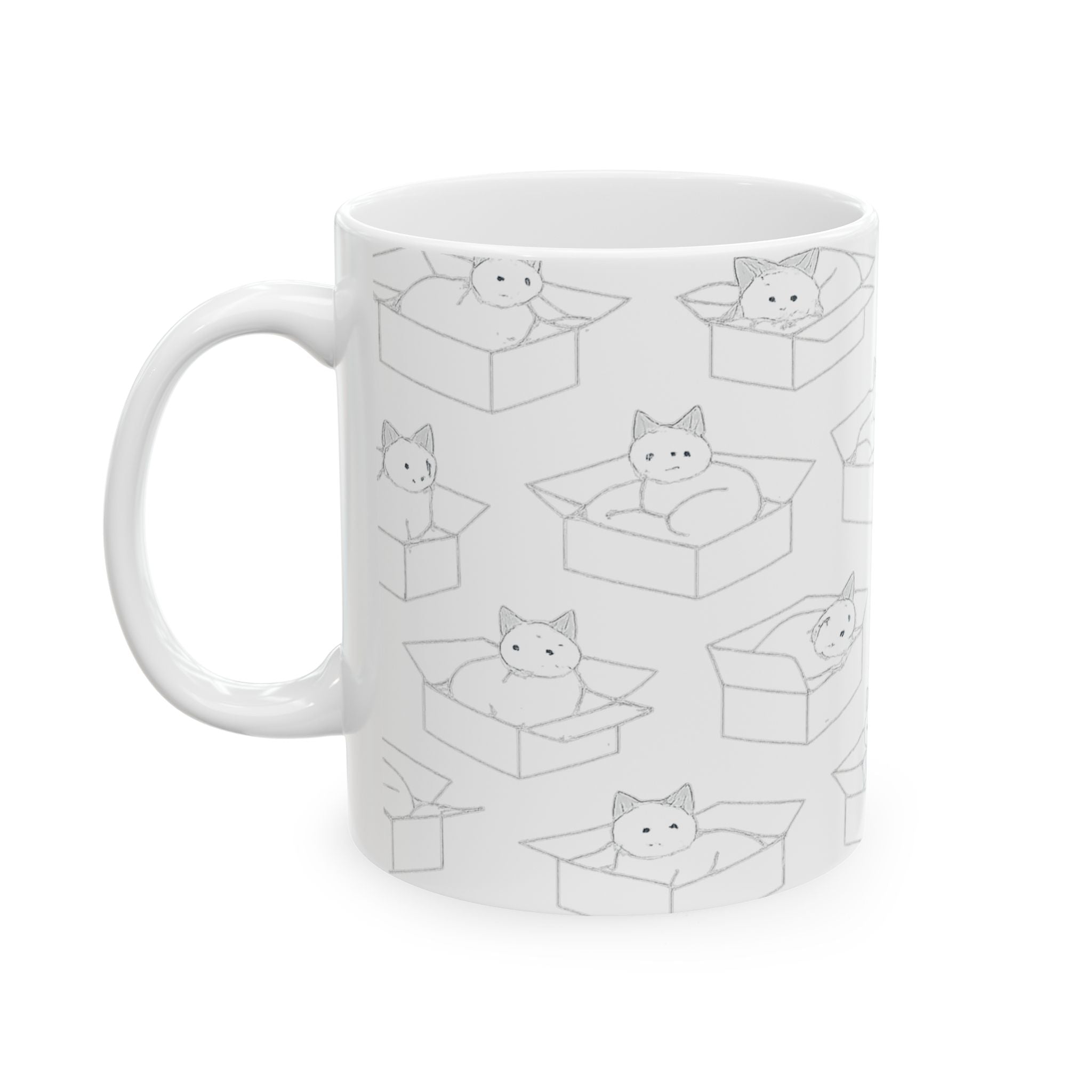 Delicate Cats In Boxes Full Wrap Coffee Mug | Cats Gift | Ceramic Mug