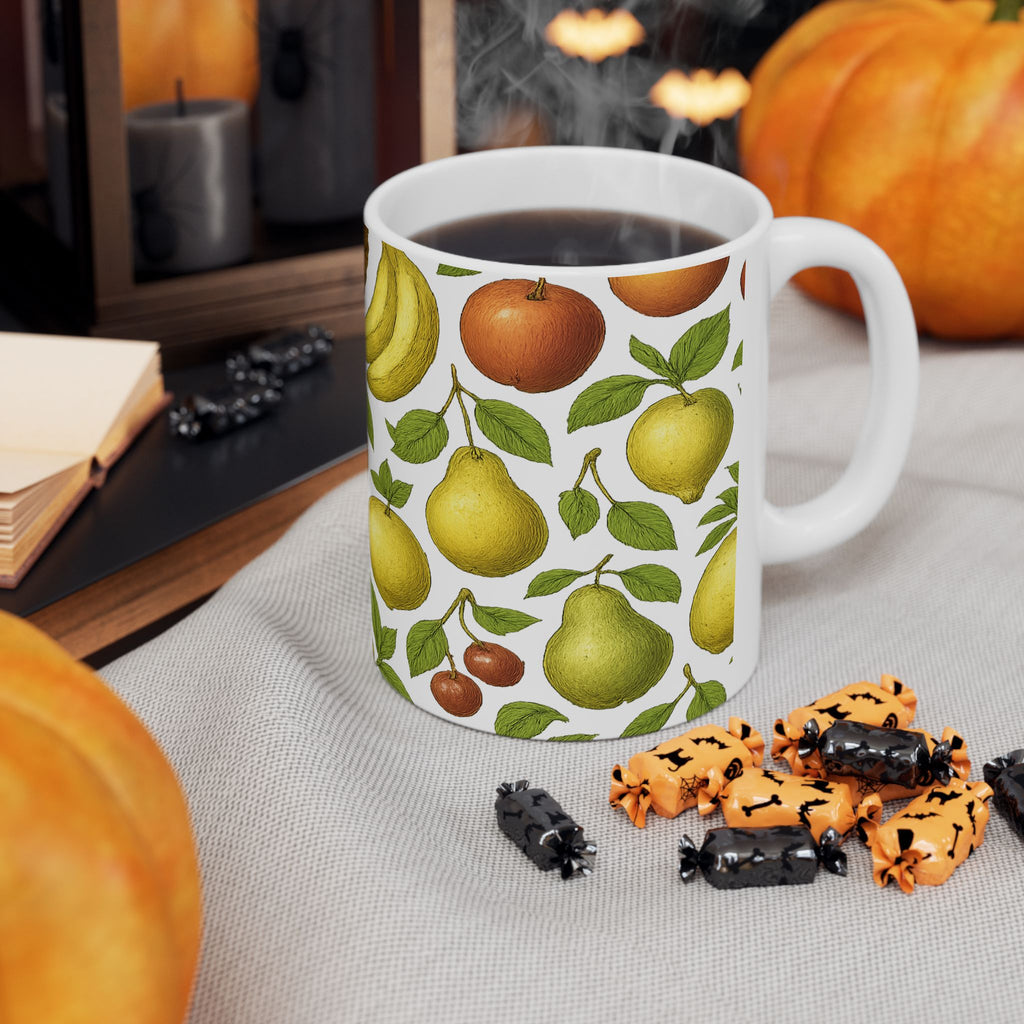 Botanical Mixed Fruit Full Wrap Coffee Mug | Fruit Gift | Ceramic Mug