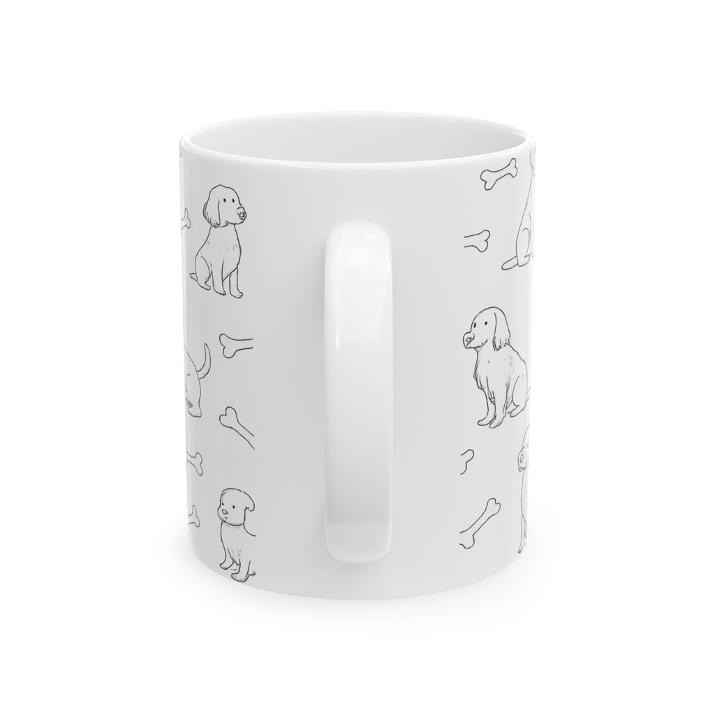Delicate Dogs With Bones Full Wrap Coffee Mug | Dogs Gift | Ceramic Mug