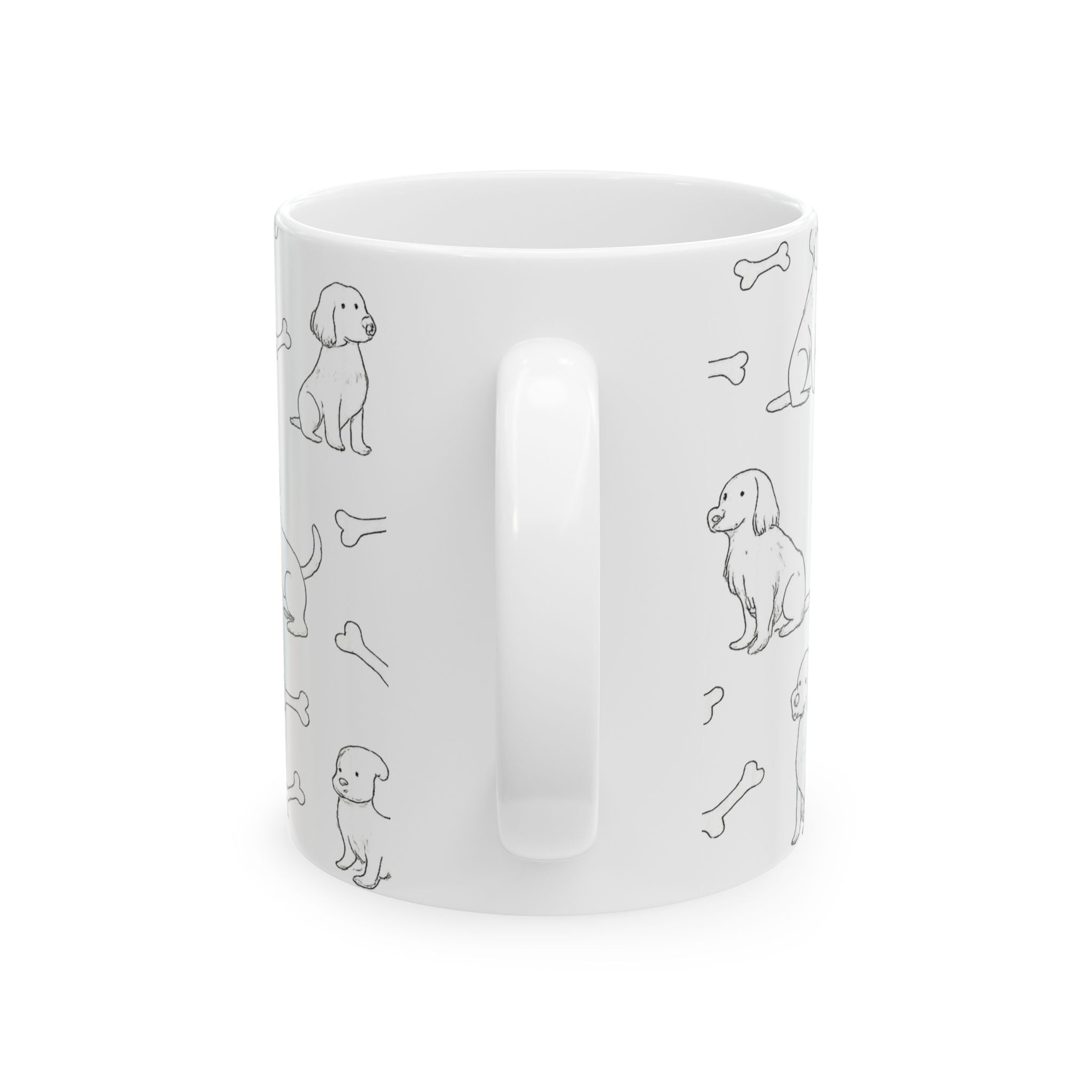 Delicate Dogs With Bones Full Wrap Coffee Mug | Dogs Gift | Ceramic Mug