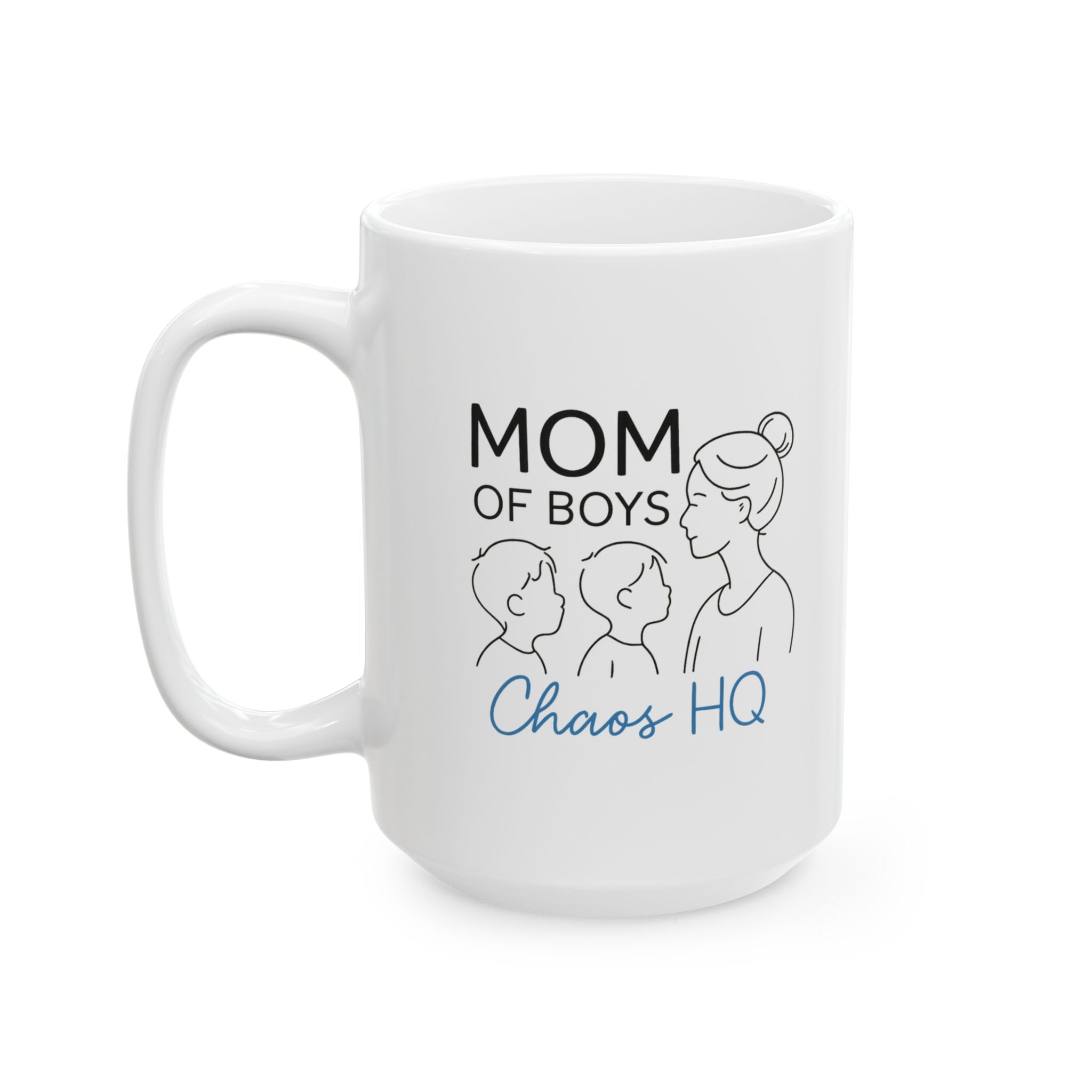 Mom Of Boys Running On Coffee And Chaos Coffee Mug | Boy Mom Humor | Ceramic Mug