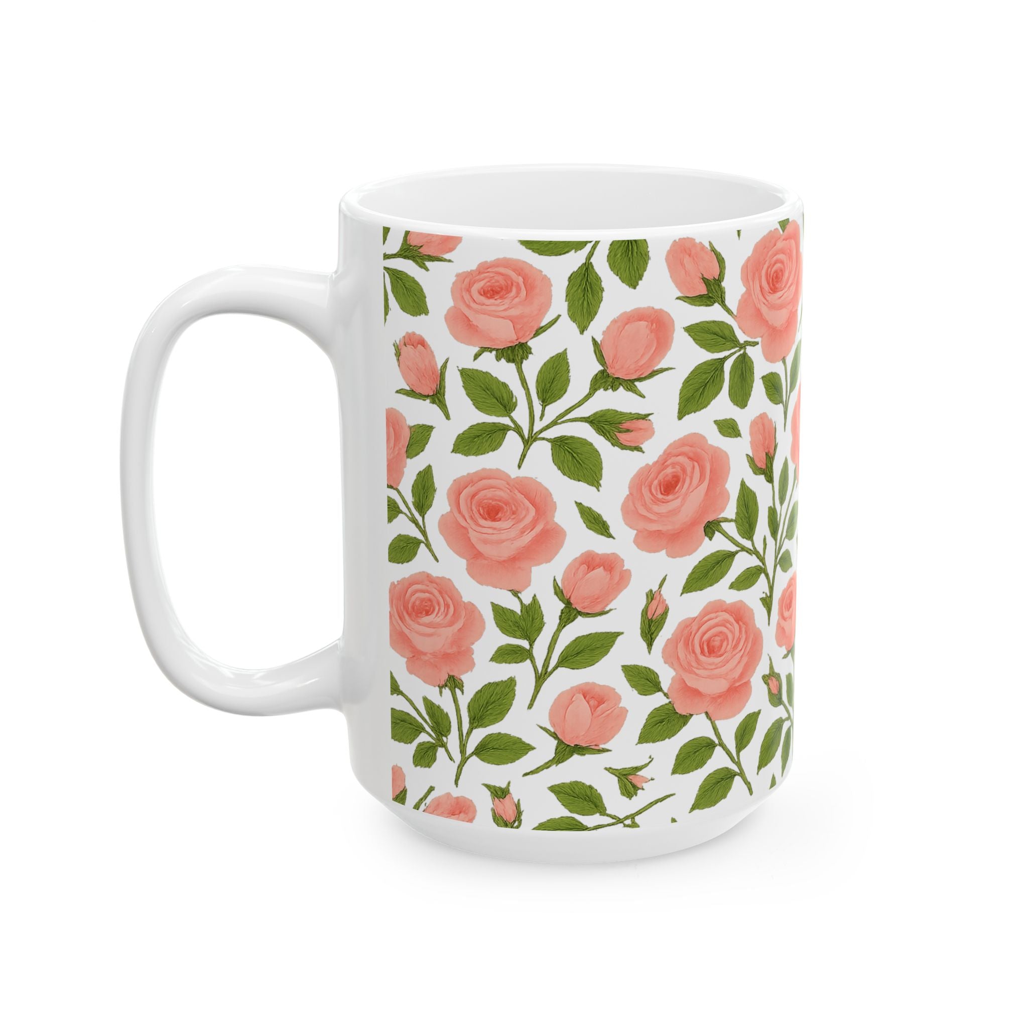 Pink Rose Garden Full Wrap Coffee Mug | Flowers Lover Gift | Ceramic Mug