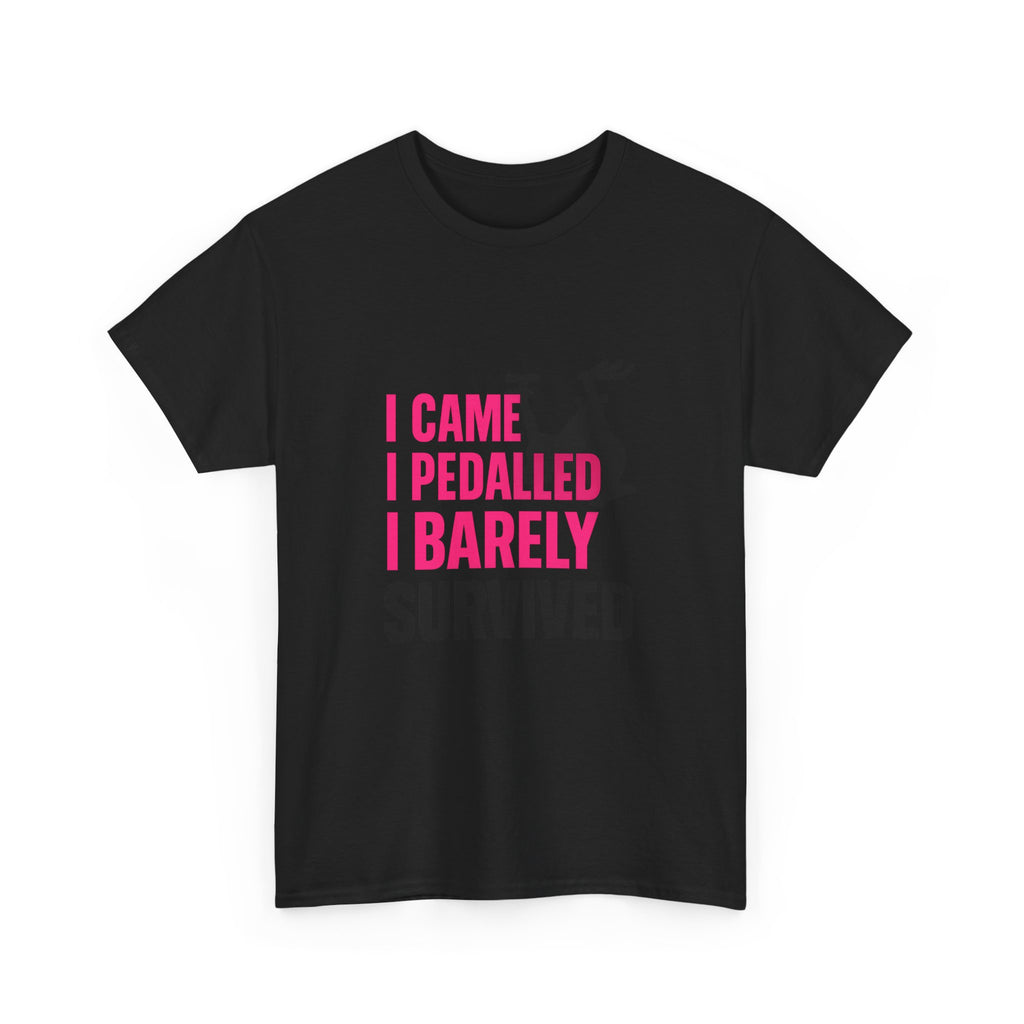Spin Class Survivor I Came I Pedaled I Barely Survived T-Shirt | Unique Gift | Graphic Tee