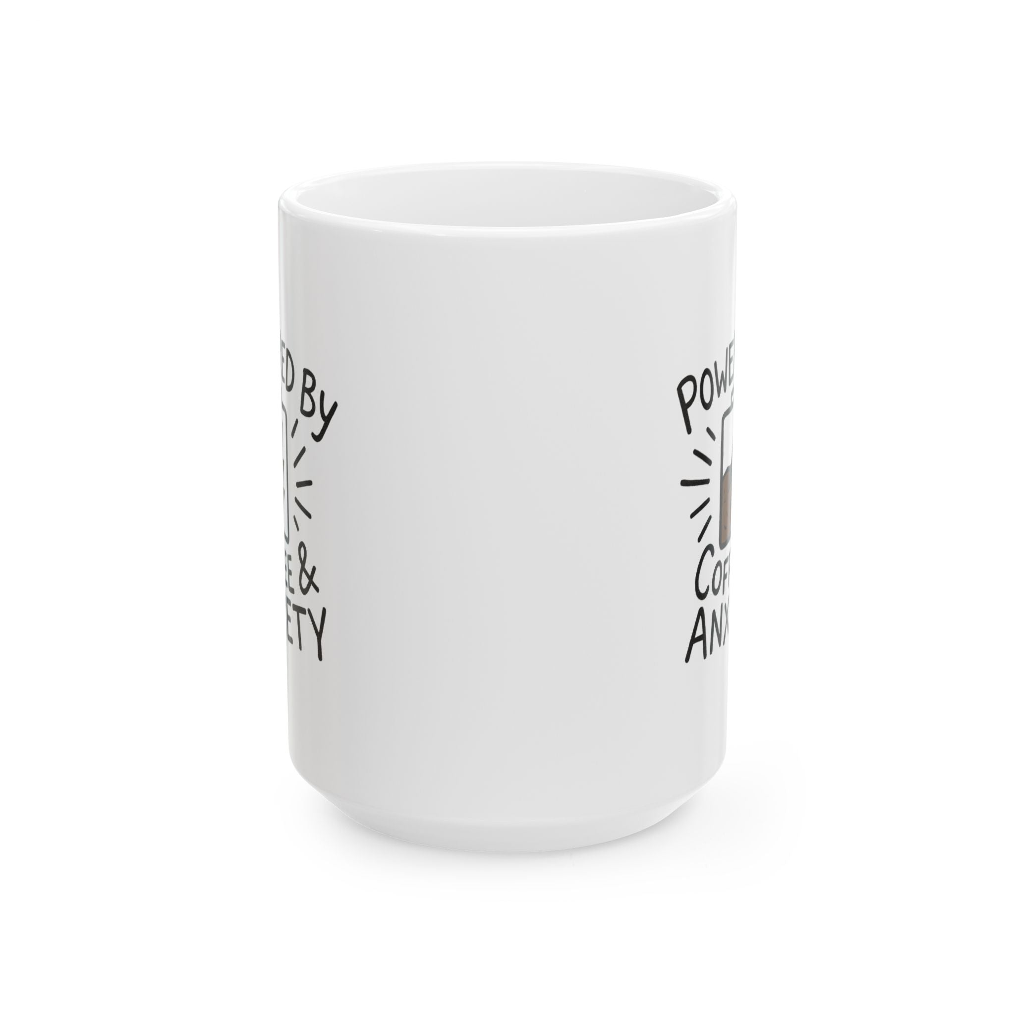 Powered By Coffee And Anxiety Funny Coffee Mug | Coffee Lover Gift | Ceramic Mug