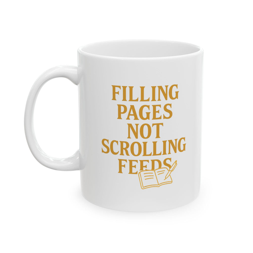 Gratitude Journaler Filling Pages Not Scrolling Feeds Coffee Mug | Unique Gift | Ceramic Mug