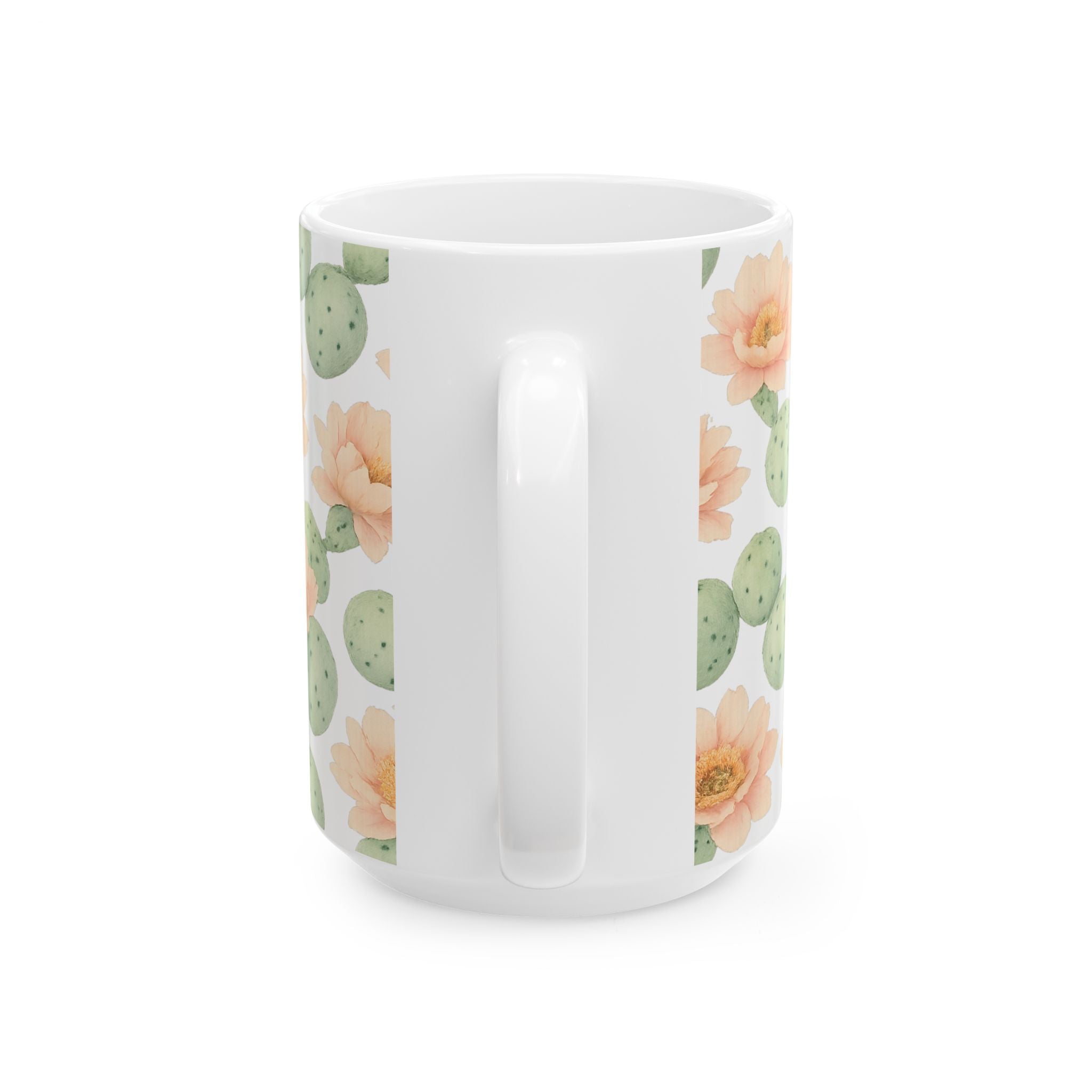 Watercolor Blooming Cactus Flowers Full Wrap Coffee Mug | Cactus Gift | Ceramic Mug