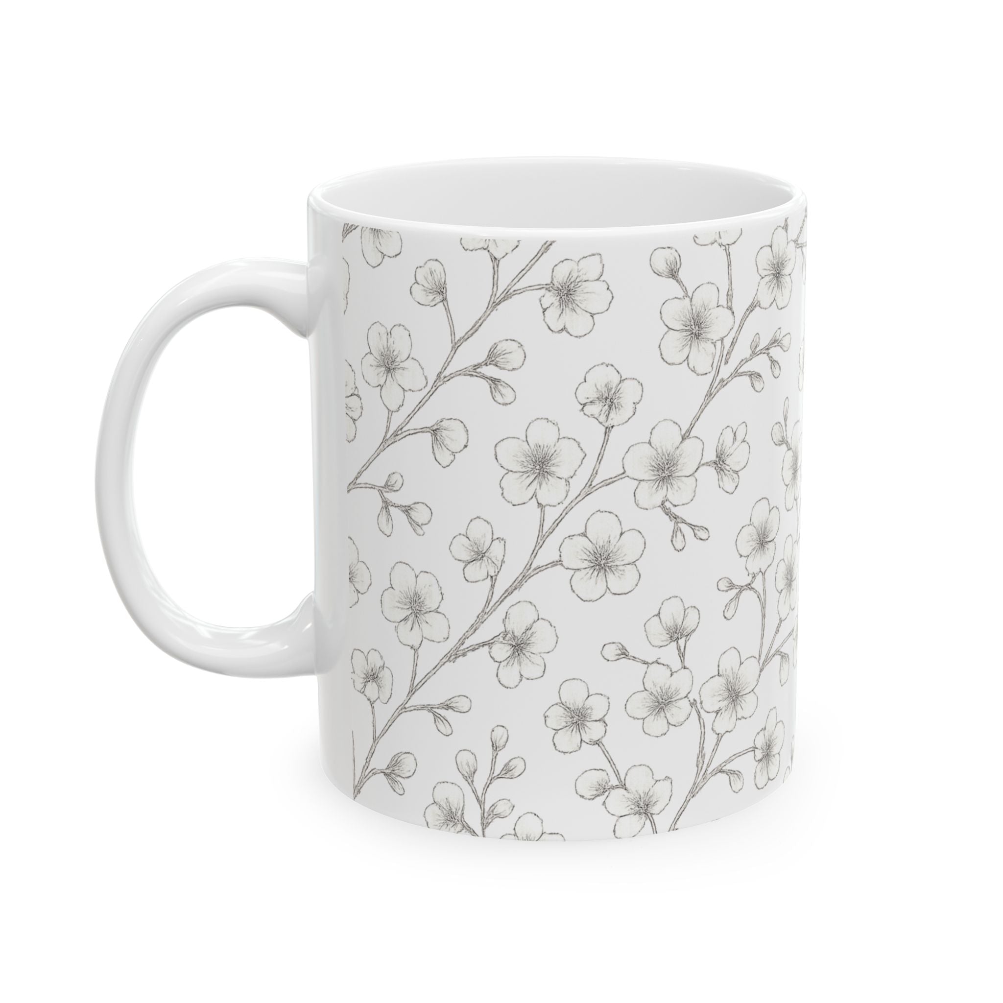 Delicate Cherry Blossom Branches Full Wrap Coffee Mug | Flowers Gift | Ceramic Mug
