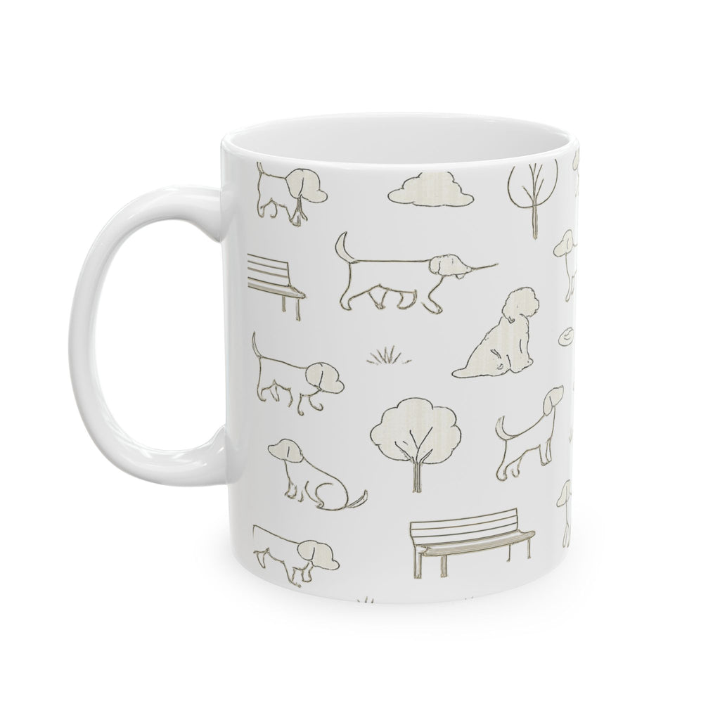 Delicate Dogs At Park Full Wrap Coffee Mug | Dogs Gift | Ceramic Mug