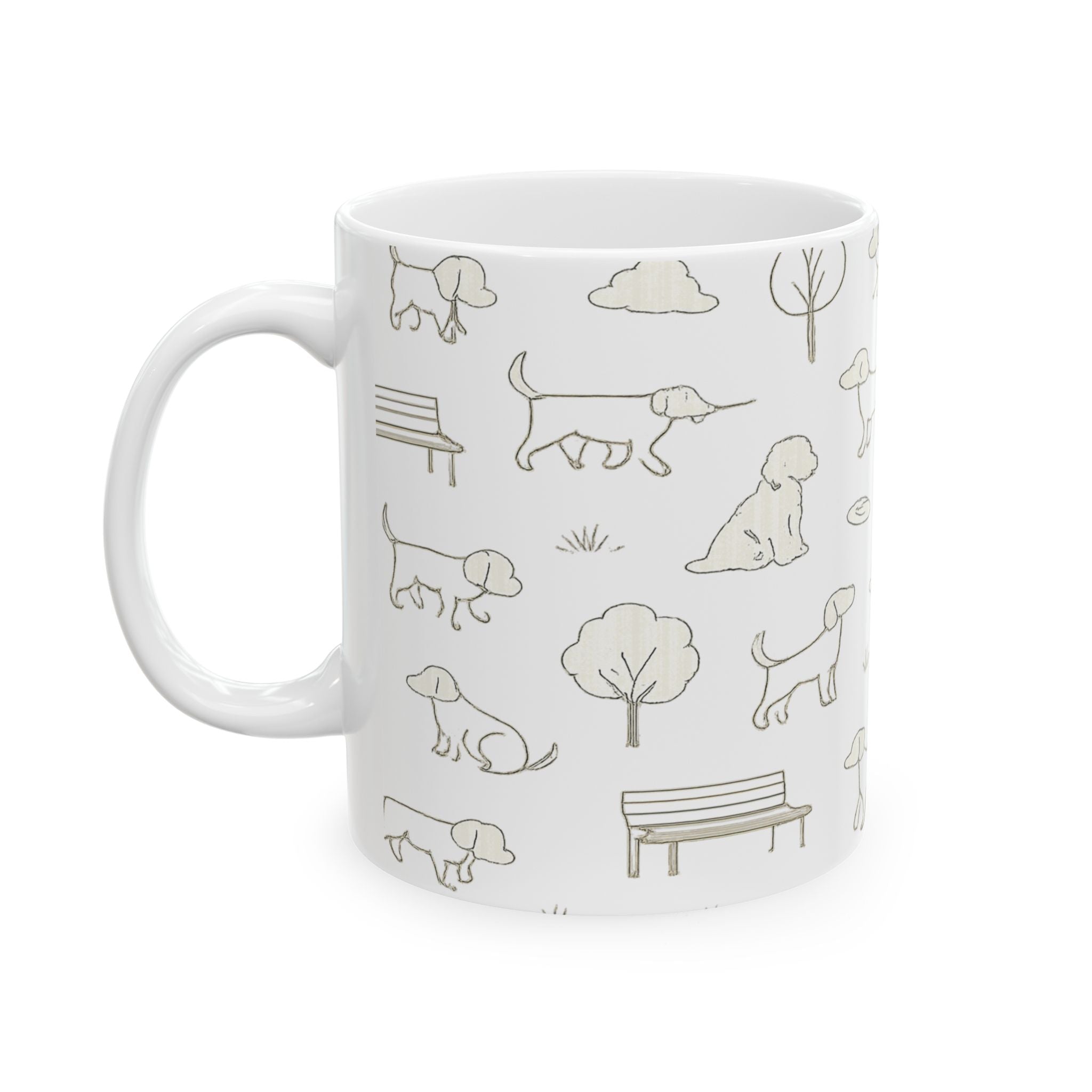 Delicate Dogs At Park Full Wrap Coffee Mug | Dogs Gift | Ceramic Mug